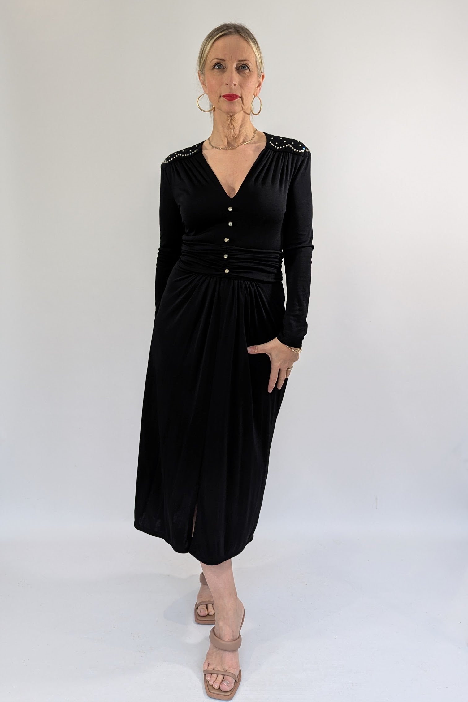 1970s Long Sleeve Diamante Dress Ada's Attic Vintage 1970s Long Sleeve Diamante Dress Ada's Attic Vintage