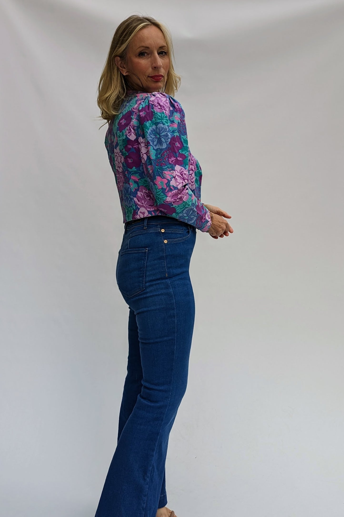 80s Floral Laura Ashley Bolero Side