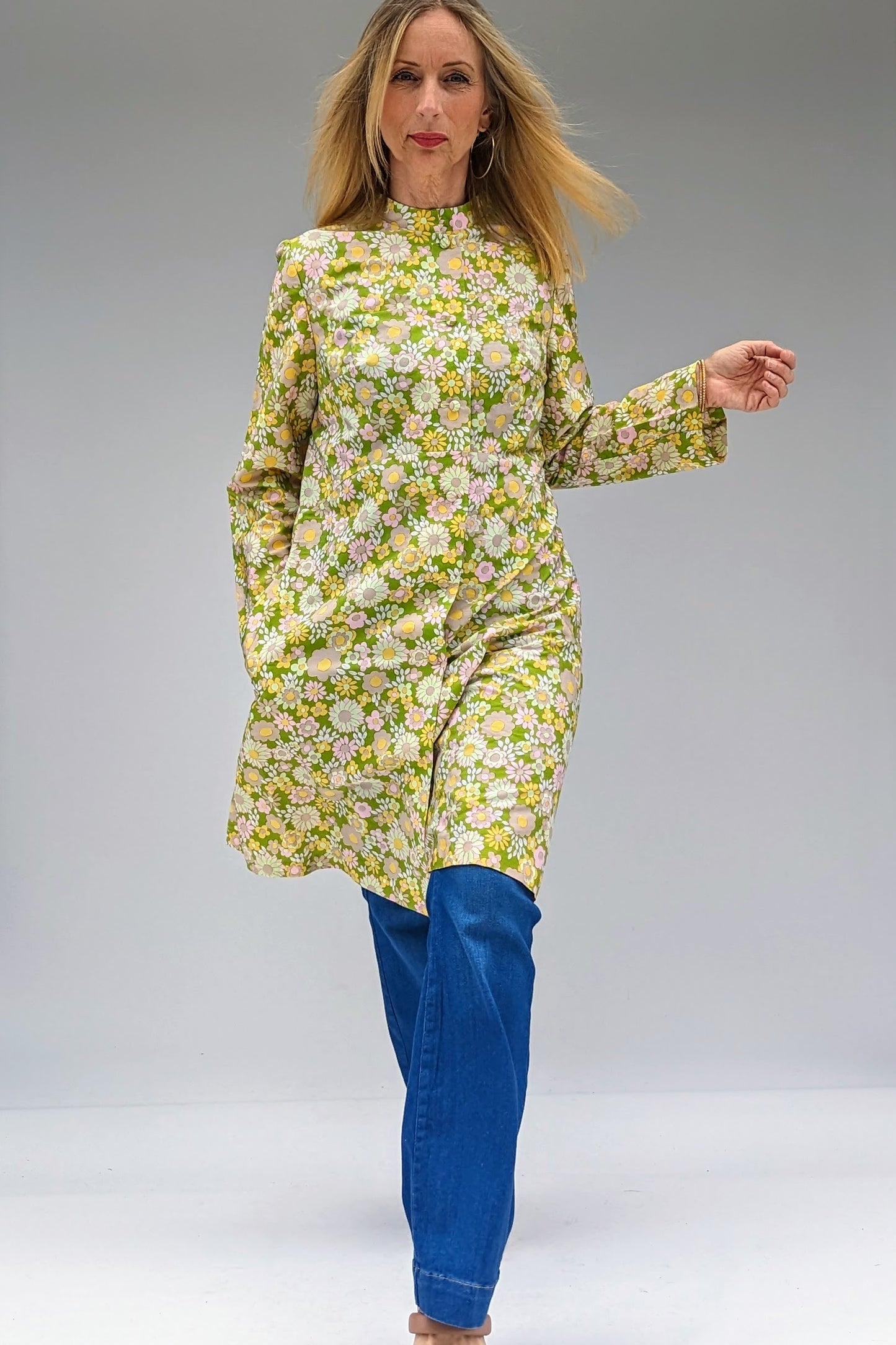 1960s Summer Floral Retro Long Lightweight Coat