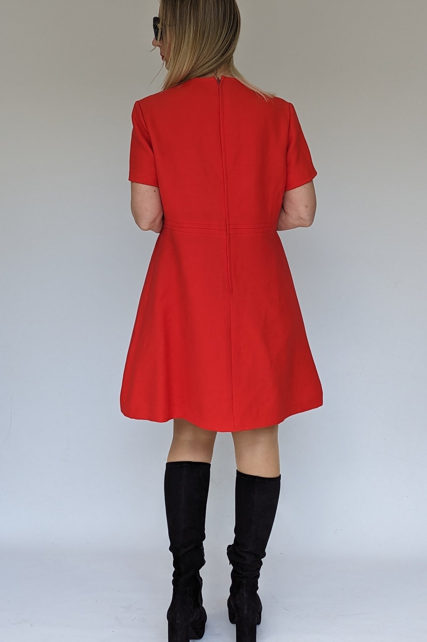 1960s vintage red wool dress