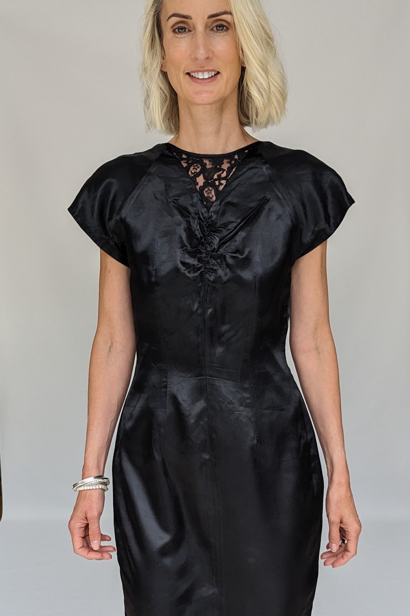 Soft satin fitted vintage dress
