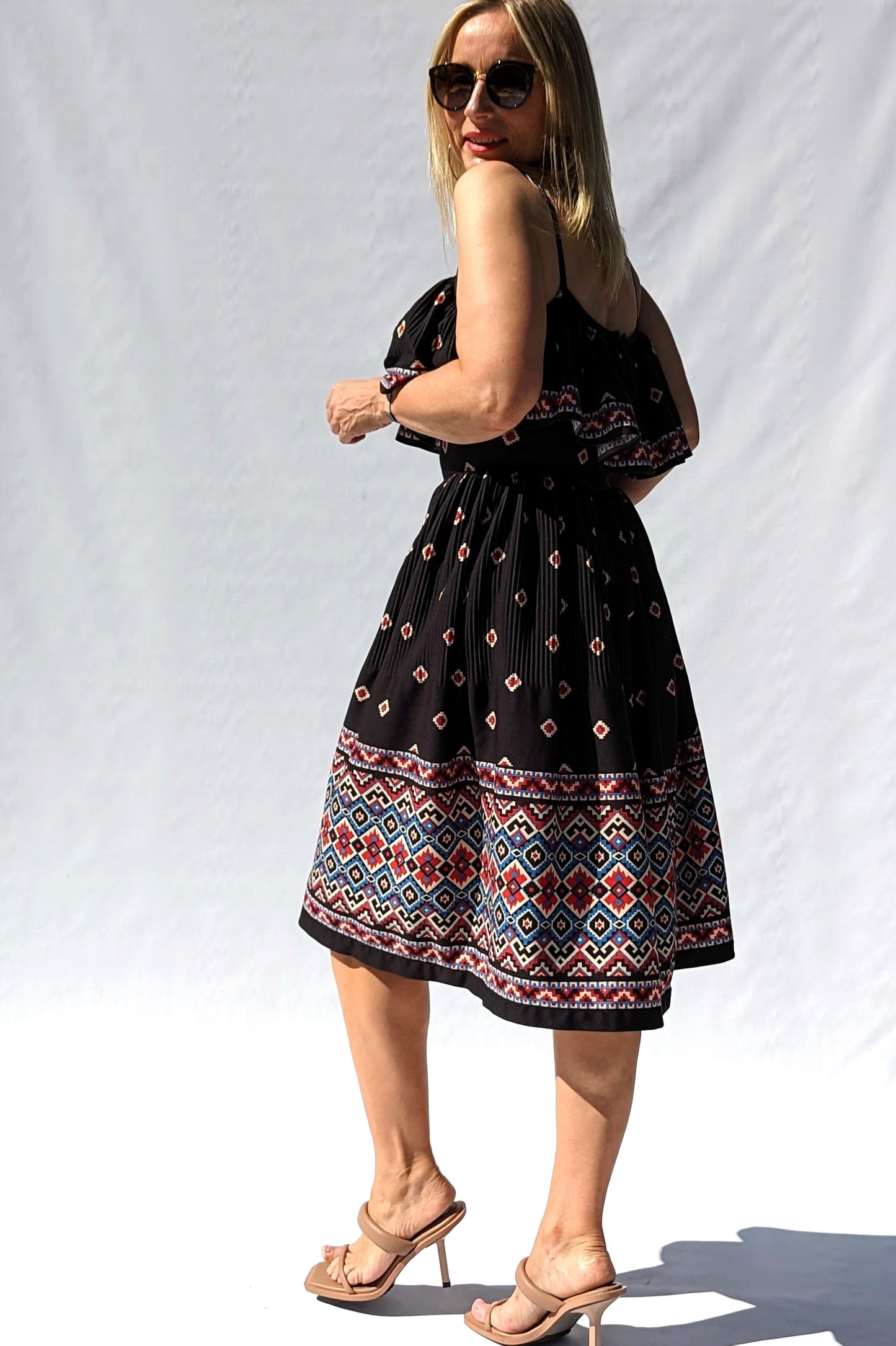 Vintage black patterned dress