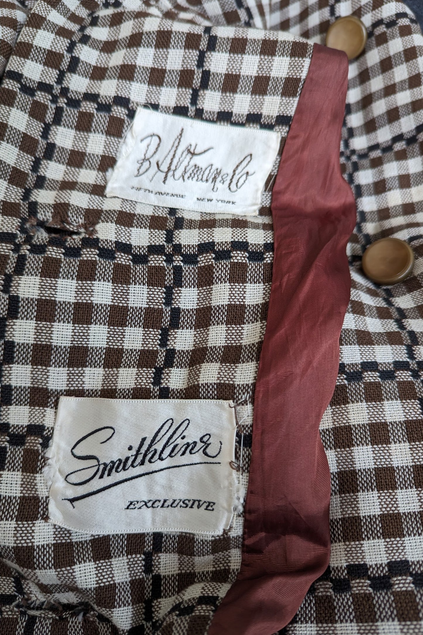 1960s Adele Simpson Smithline Exclusive Gingham Checked Coat