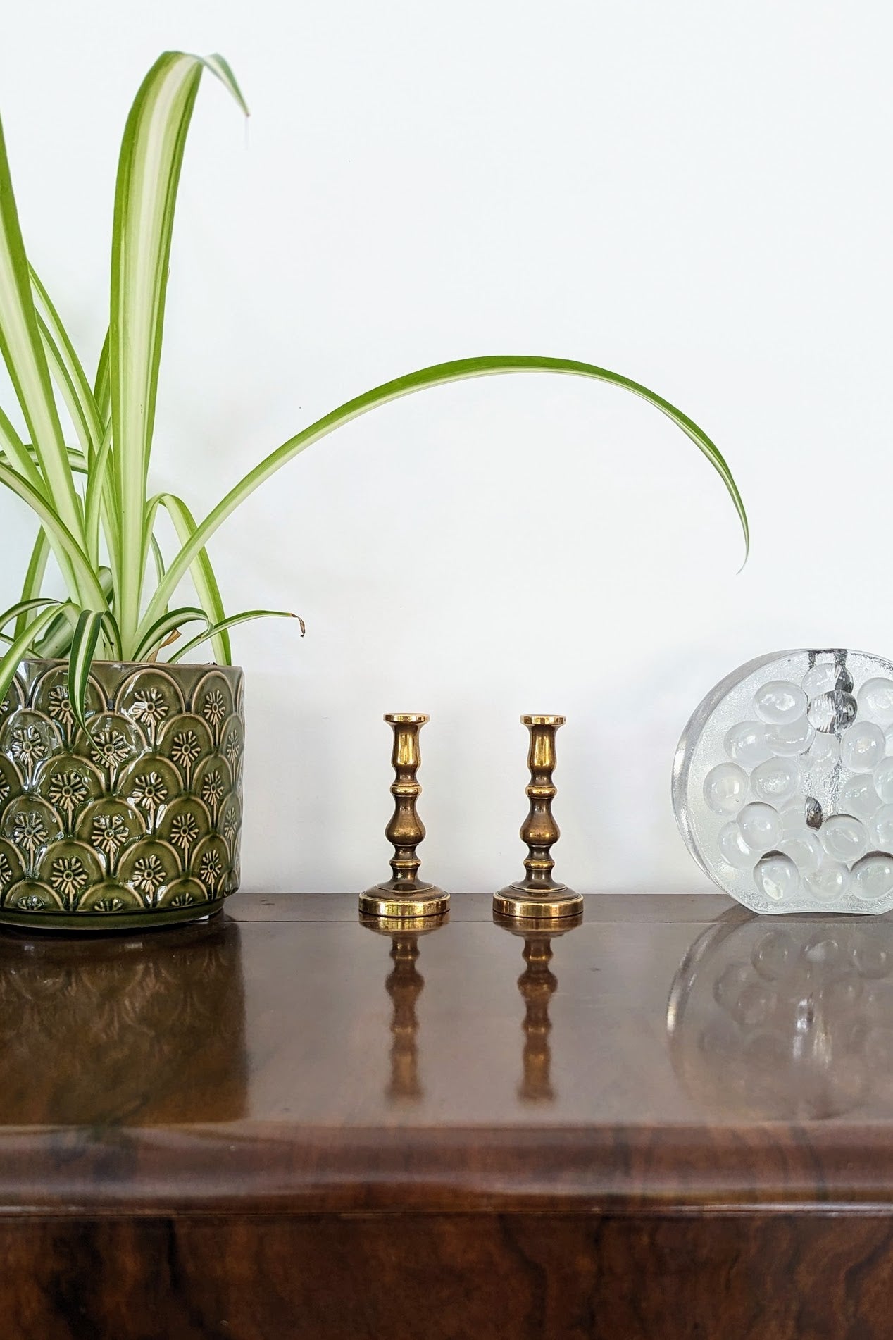 Small Pair of Vintage Brass Candlestick Holders