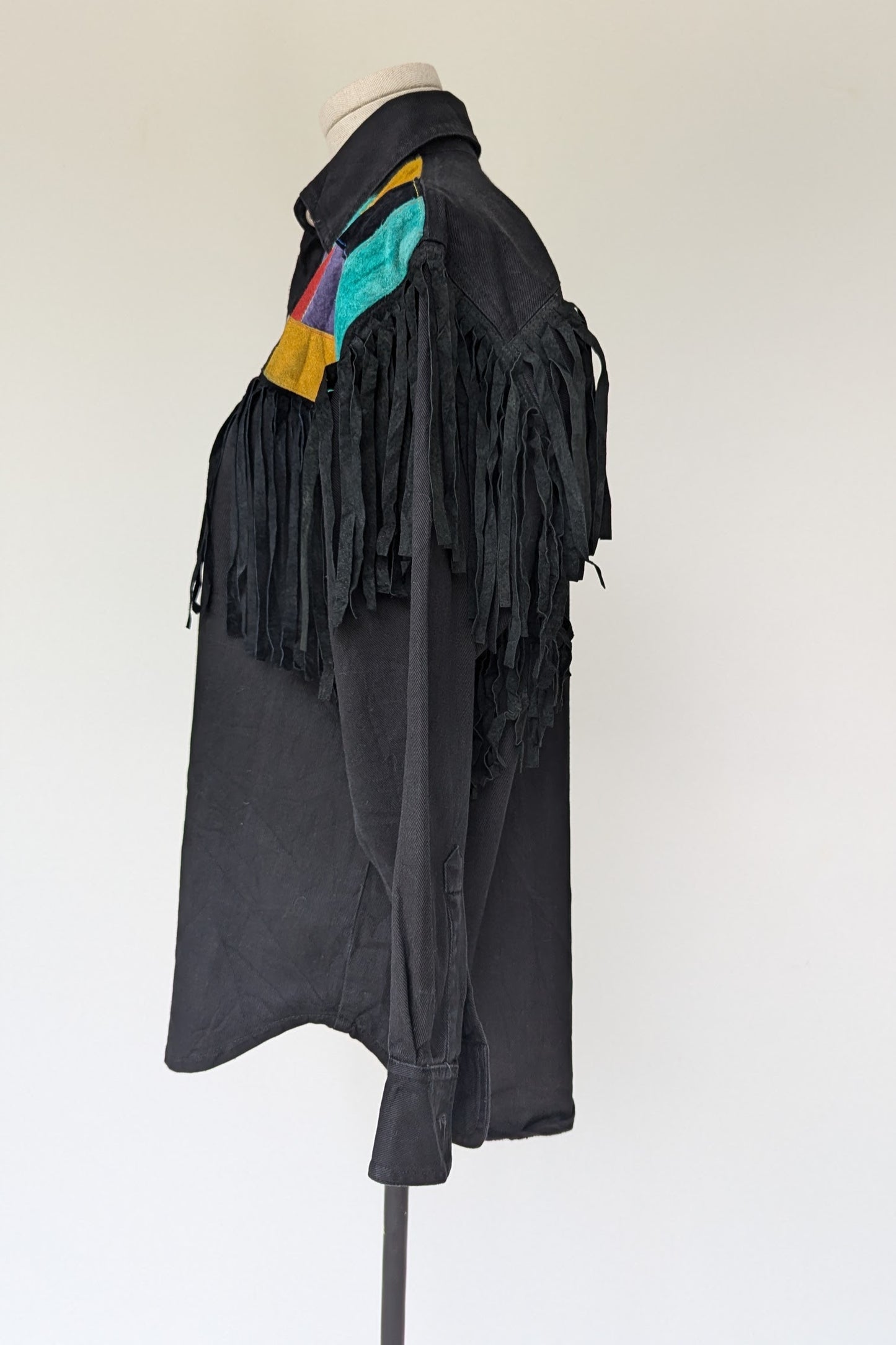 1980's Coloured Suede Patchwork Tassel Shacket