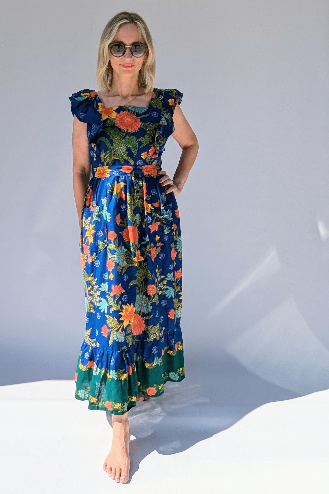 1970s Tiered Frill Maxi Summer Dress