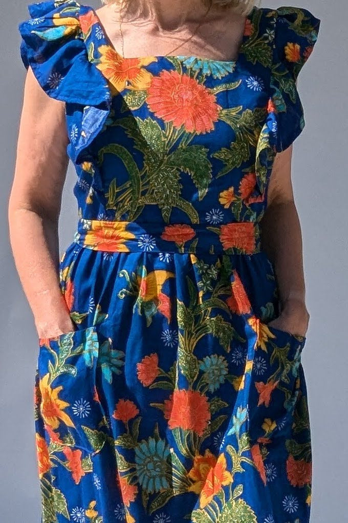 1970s Tiered Frill Maxi Summer Dress