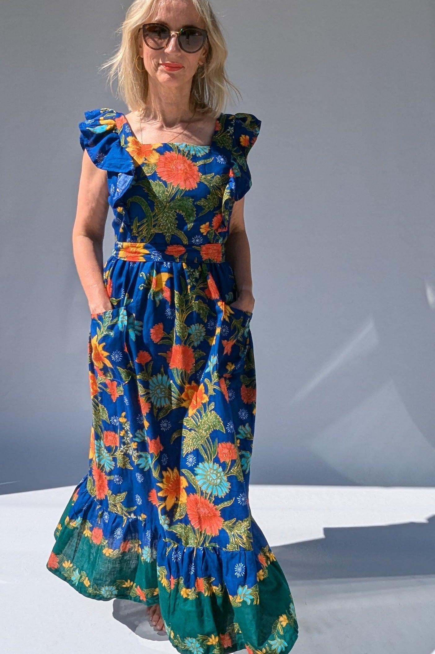 1970s Tiered Frill Maxi Summer Dress