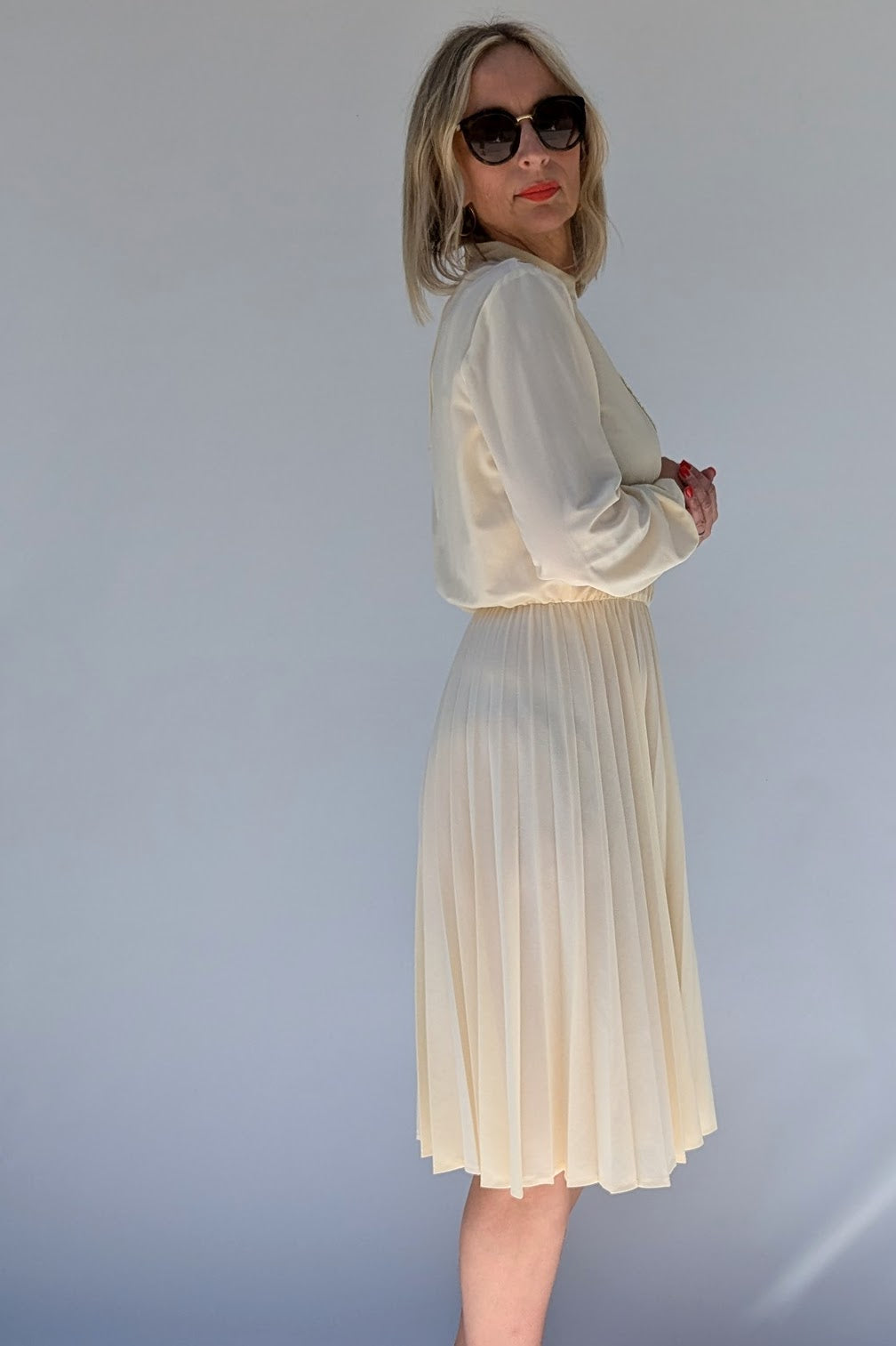 1970s Cream Tassel Dress