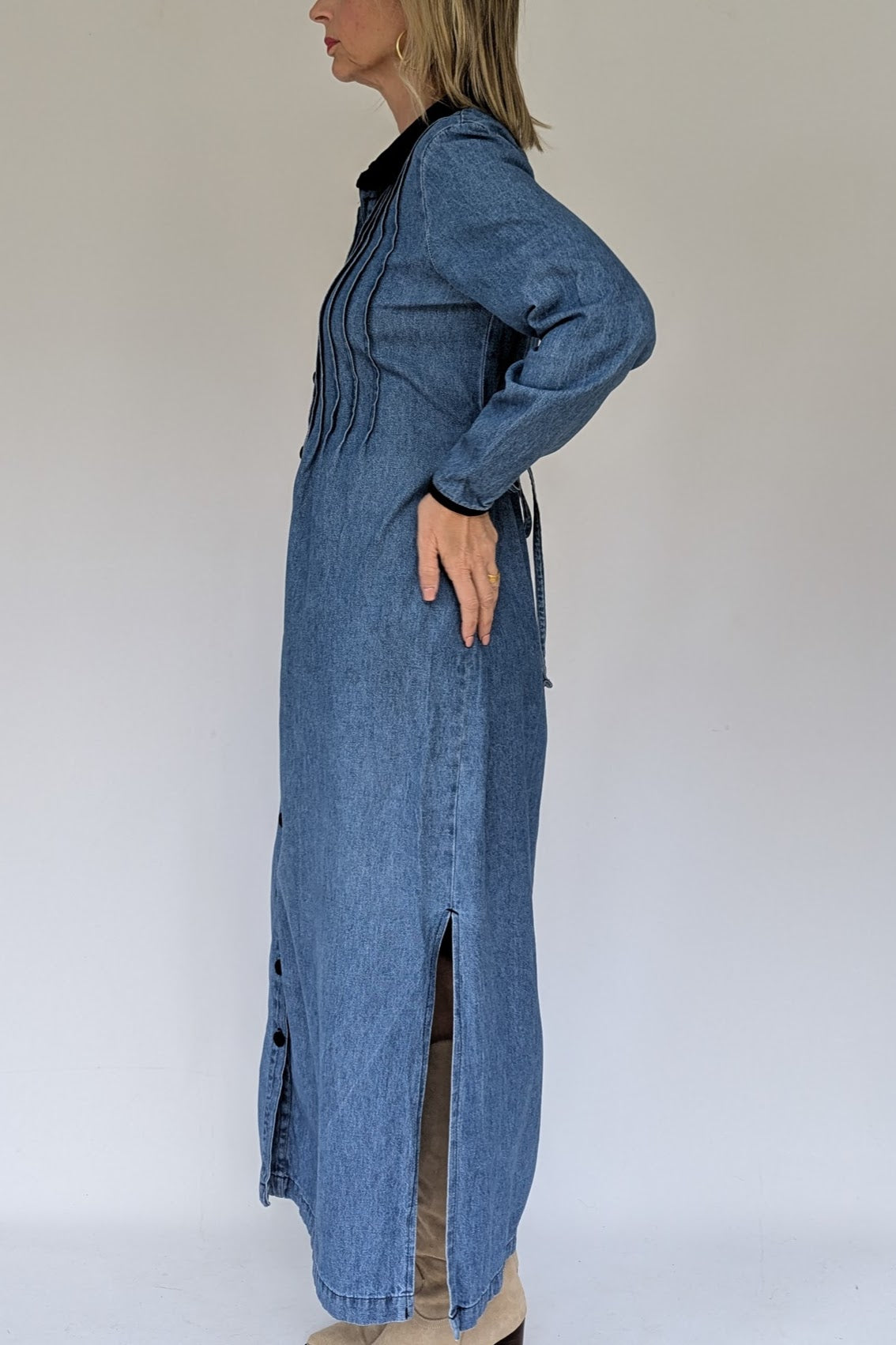 Vintage Pintuck Denim Dress