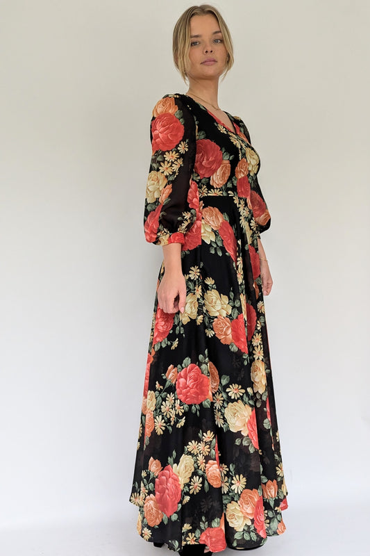 1970s Floral Maxi Gown