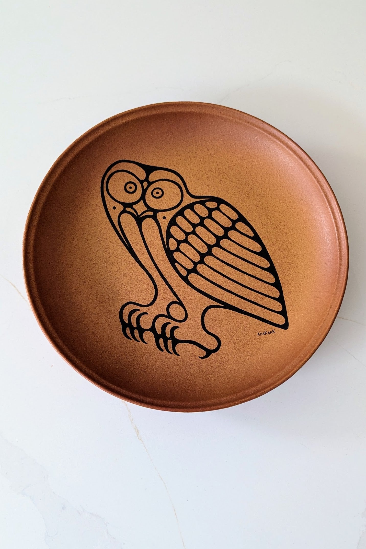 1970s Rare Blue Mountain Pottery Native Apakark Owl Plate, BMP Canada