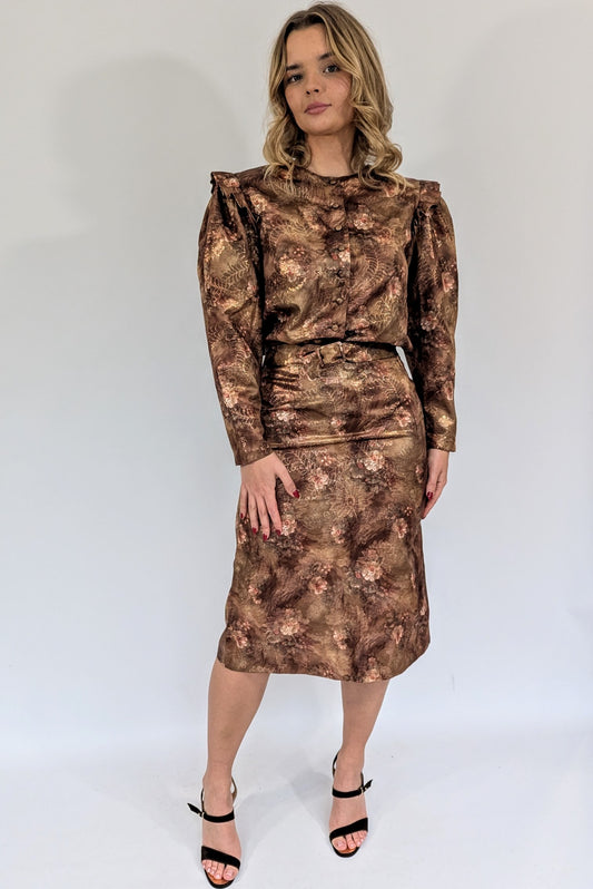 1970s Vintage Metallic Gold Party Co-Ord Set