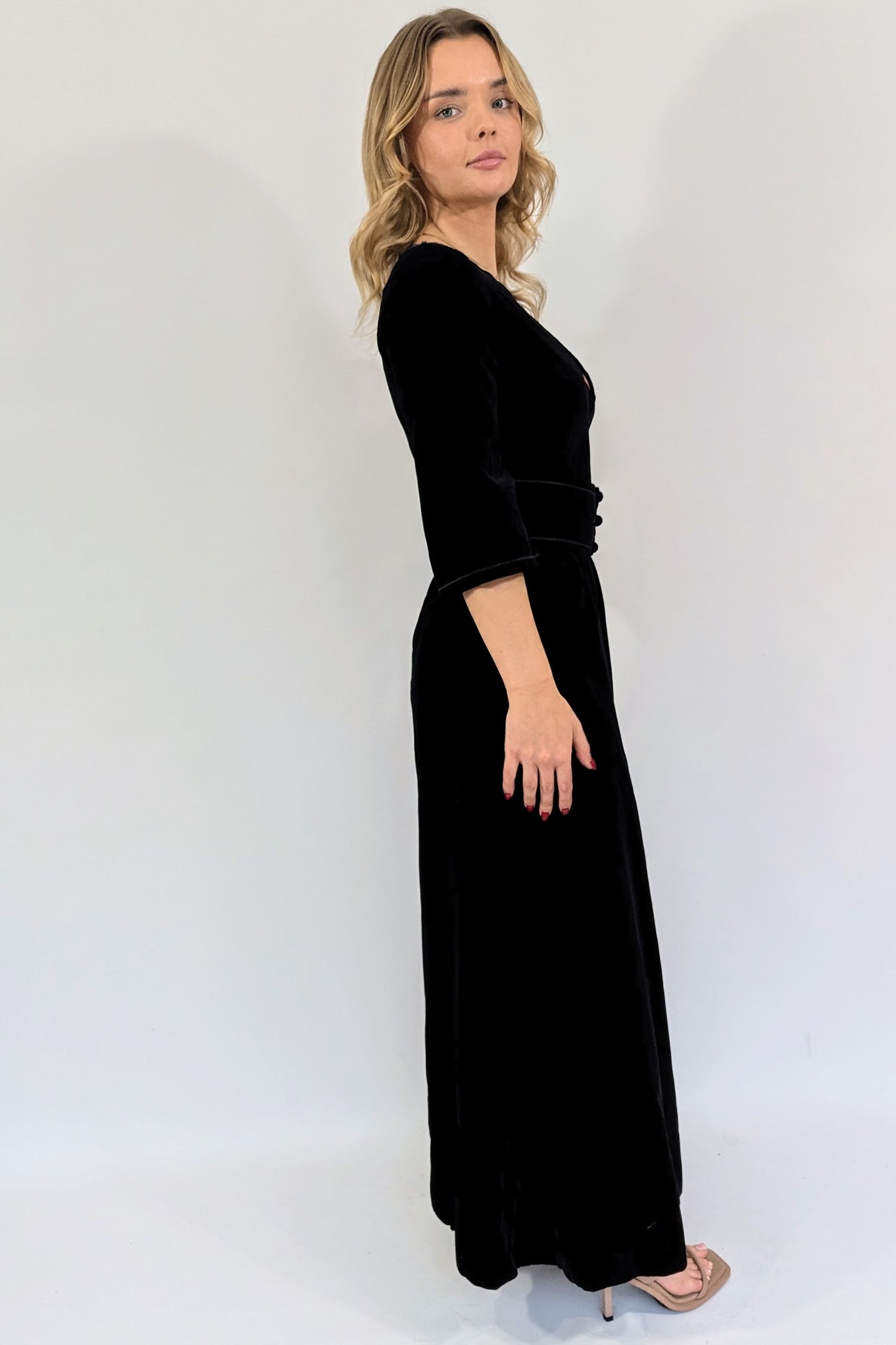 Black Velvet Long Evening Dress