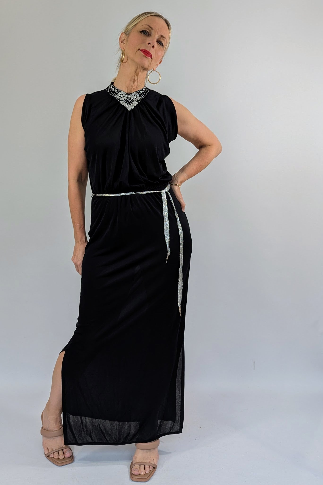 1970s Radley Black and Silver Dress