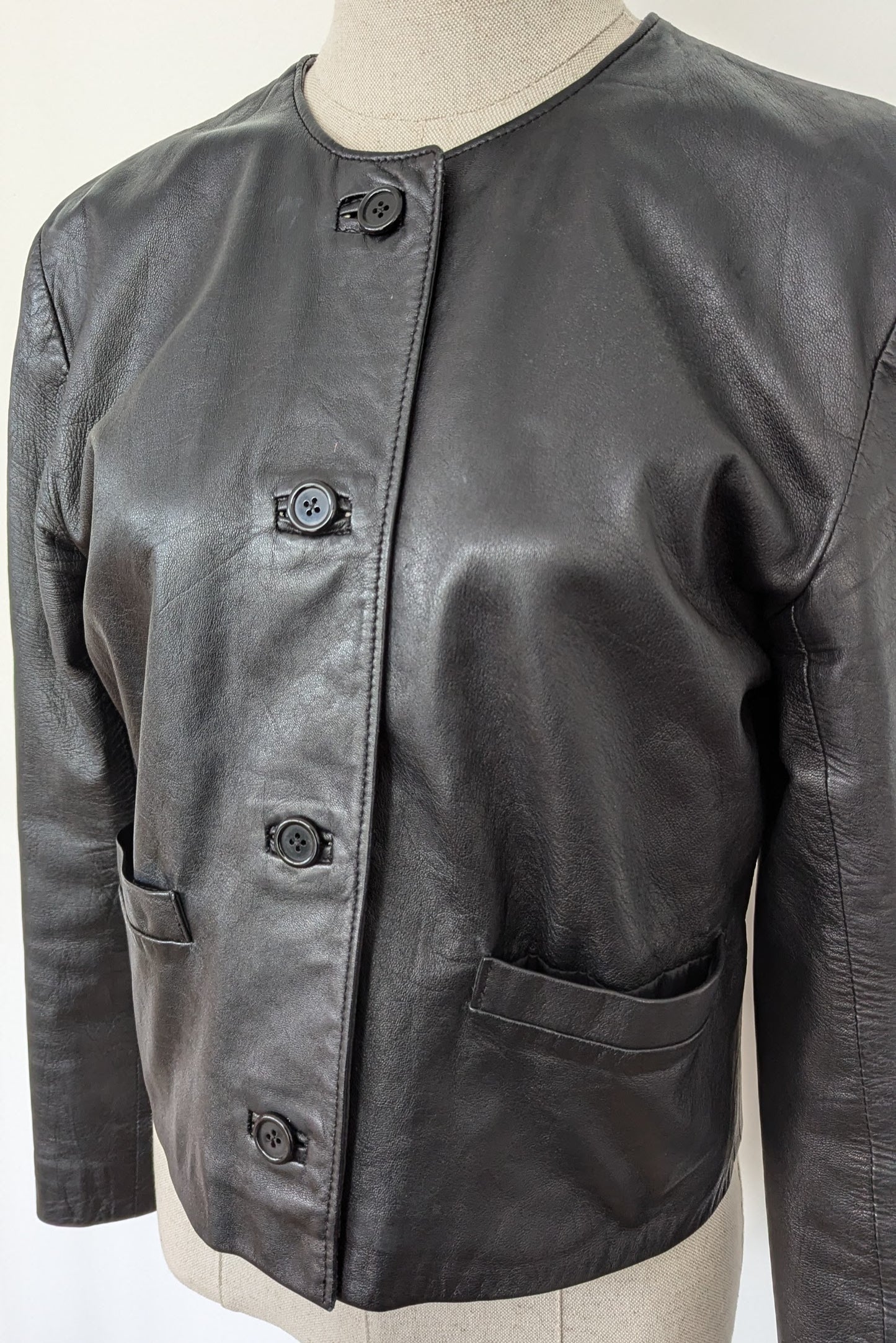 Vintage Black Short Leather Jacket