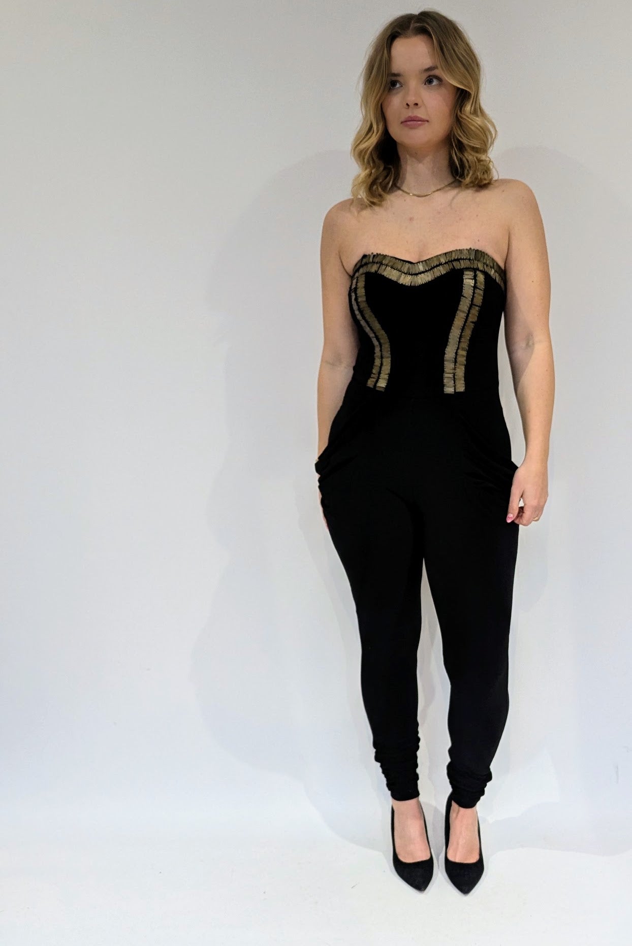 80s Vintage Joseph Ribkoff Strapless Jumpsuit