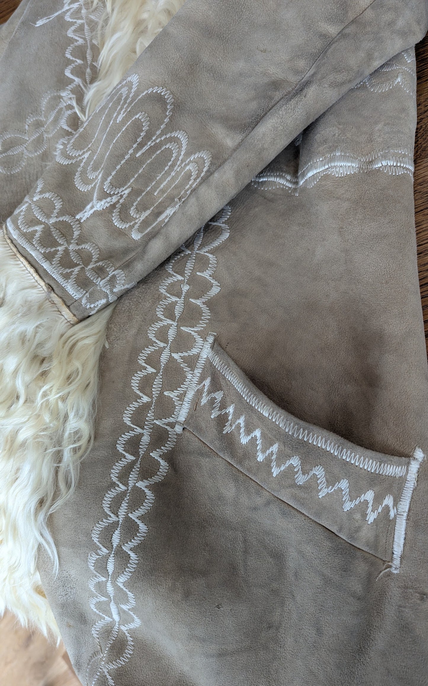 Vintage 1960s Afghan Shearling Embroidered Coat
