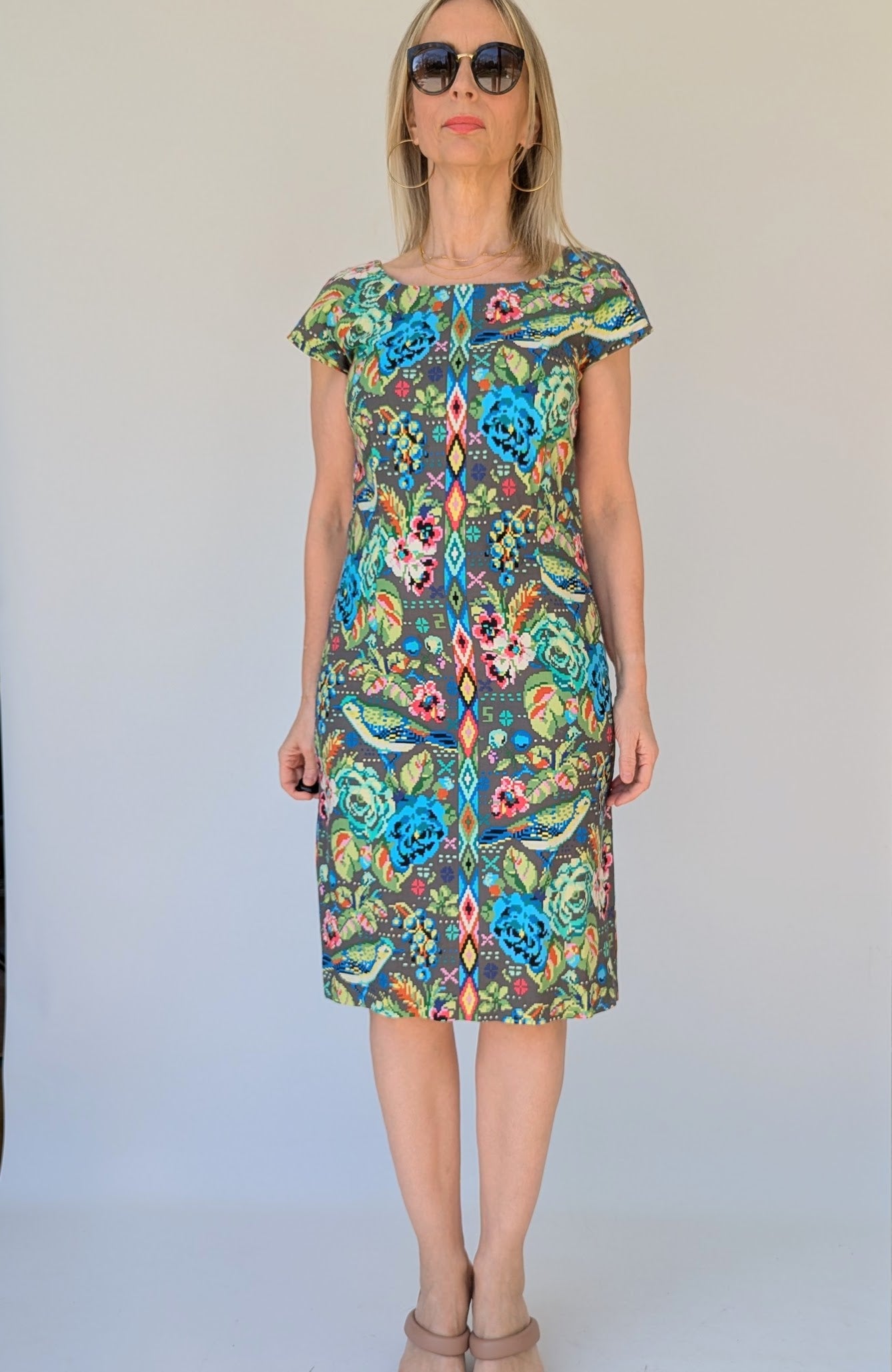 Bird Print Fitted Pencil Dress