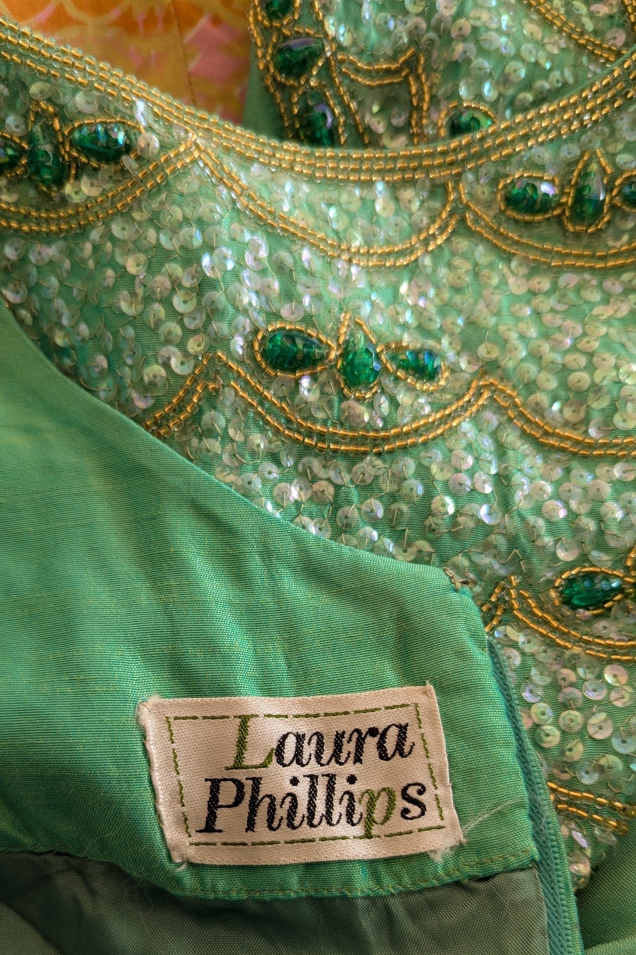 1970s Long Beaded Vintage Dress