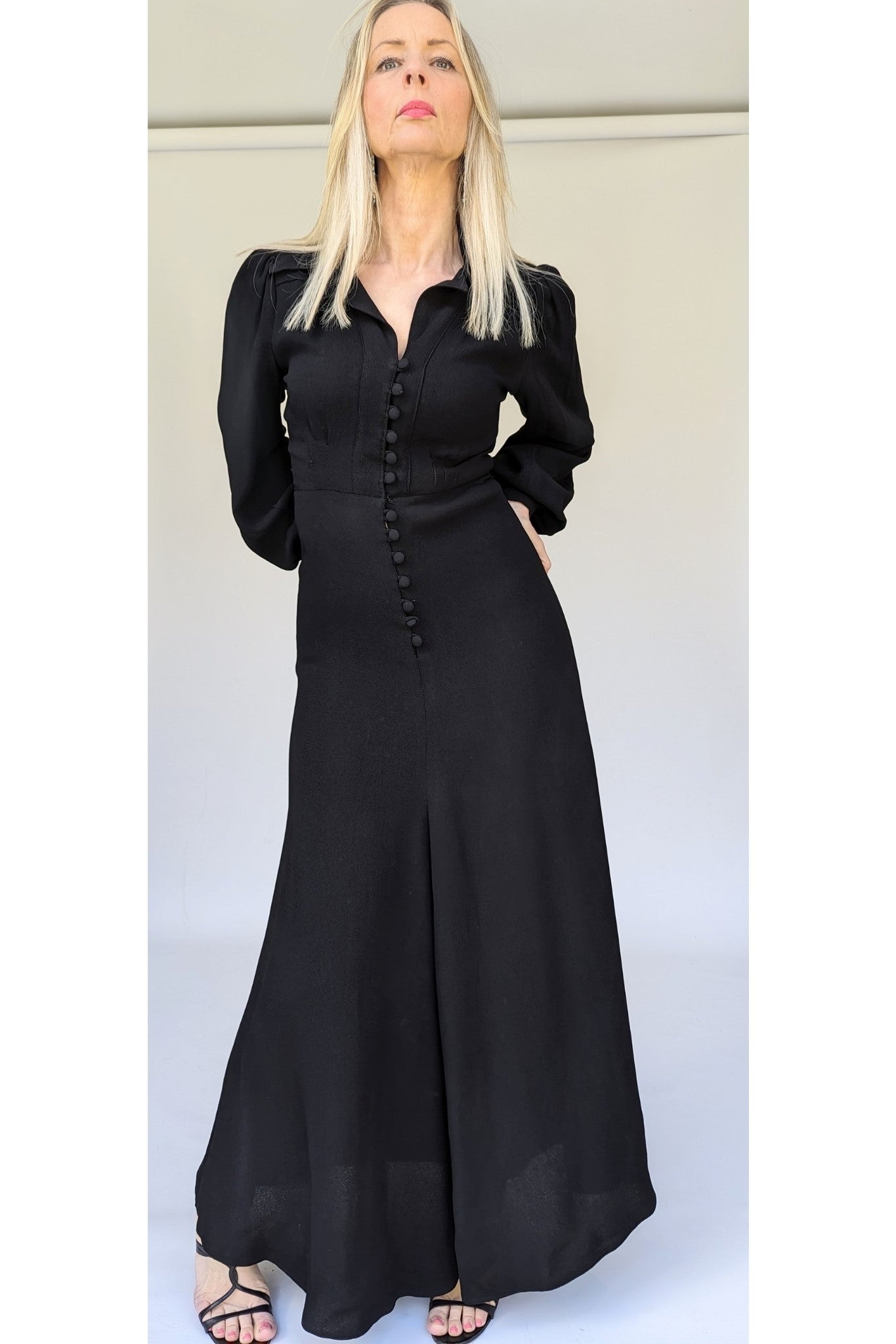 Ossie Clark for Radley black crepe maxi dress