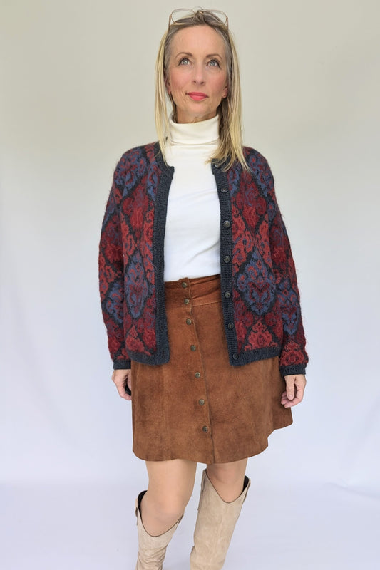 patterned mohair cardigan