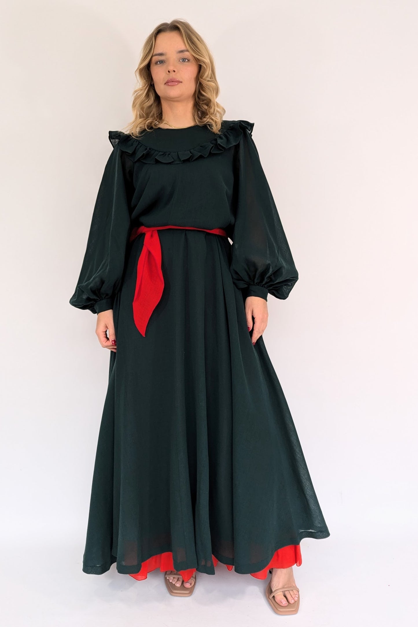 dark green gina fratini vintage evening gown
