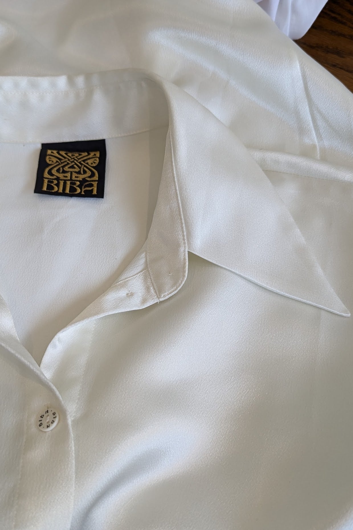 Vintage Biba Cream Satin Blouse