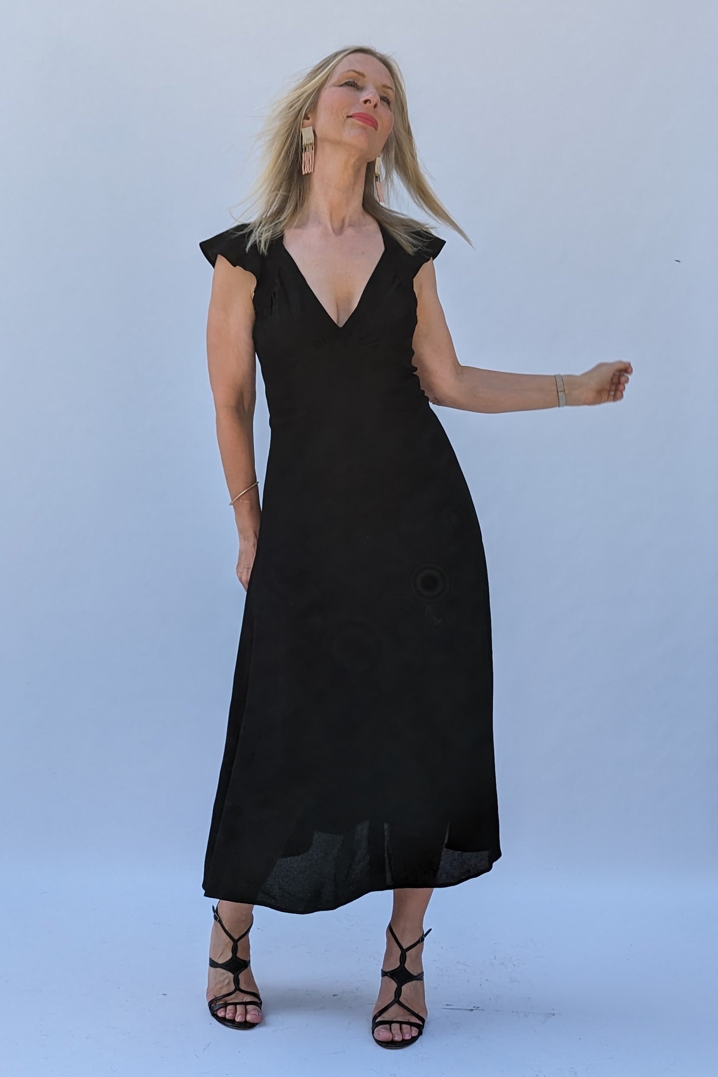 black ossie clark crepe dress