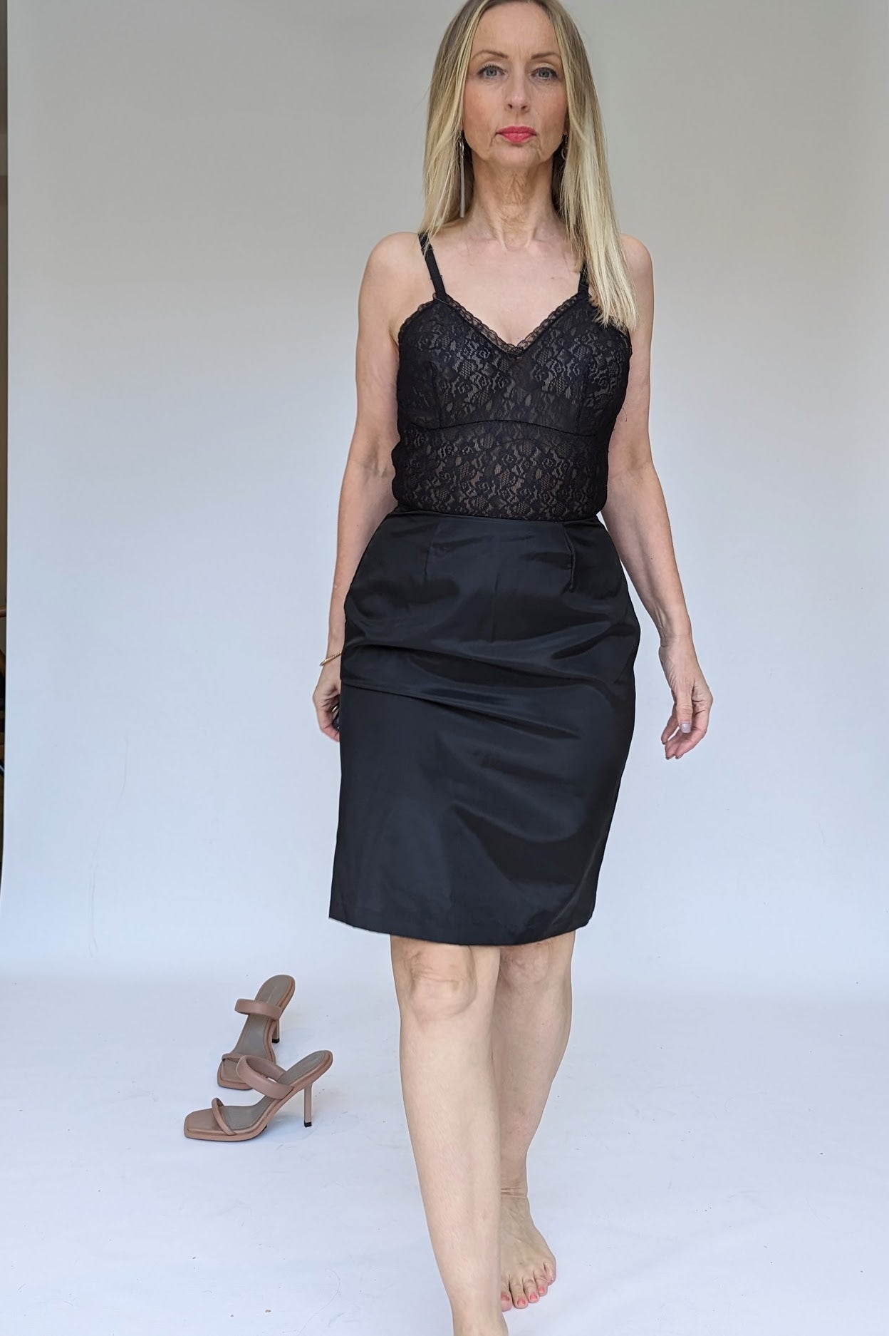 1950s black slip dress