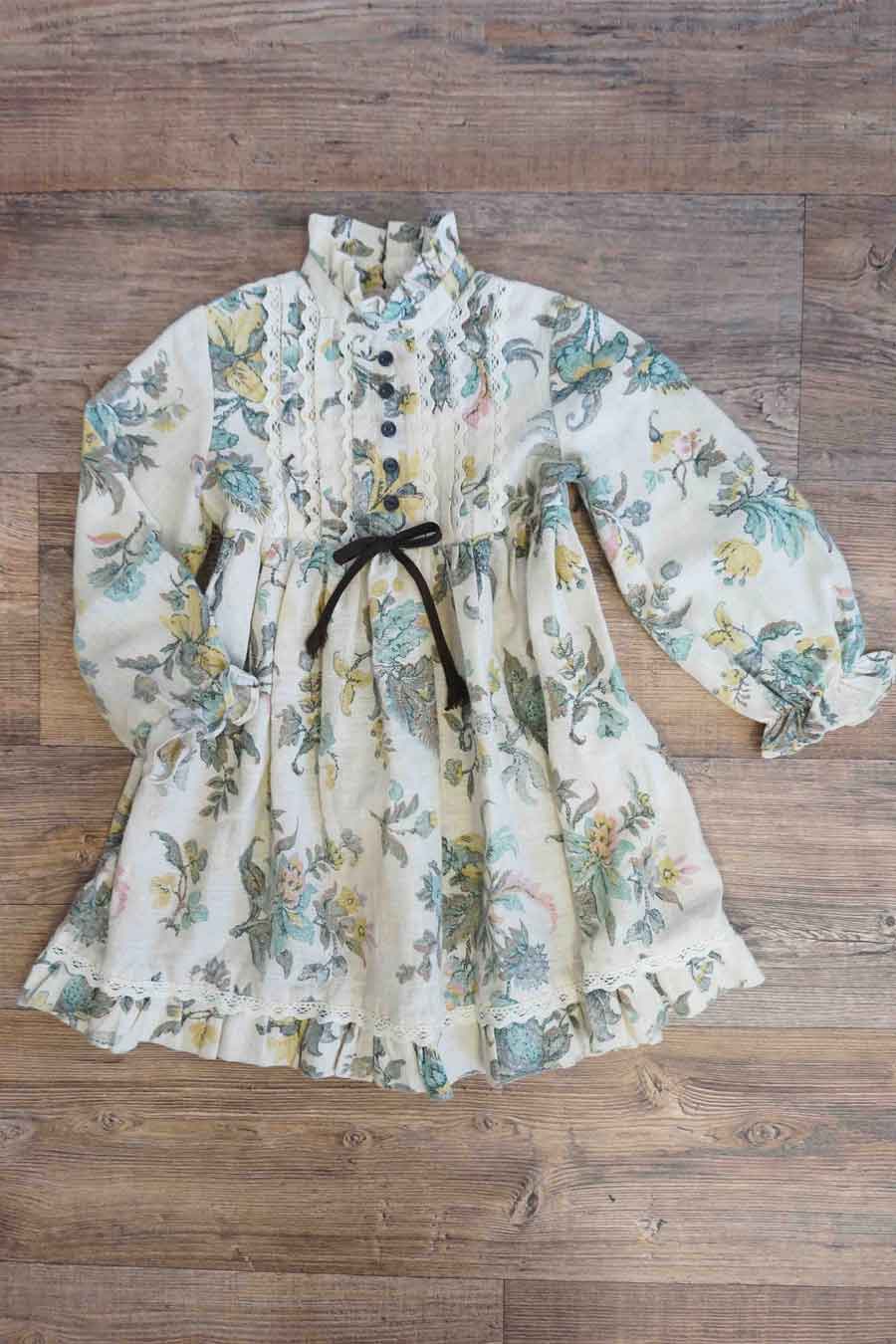 Vintage Girls 70s Boho Prairie Dress