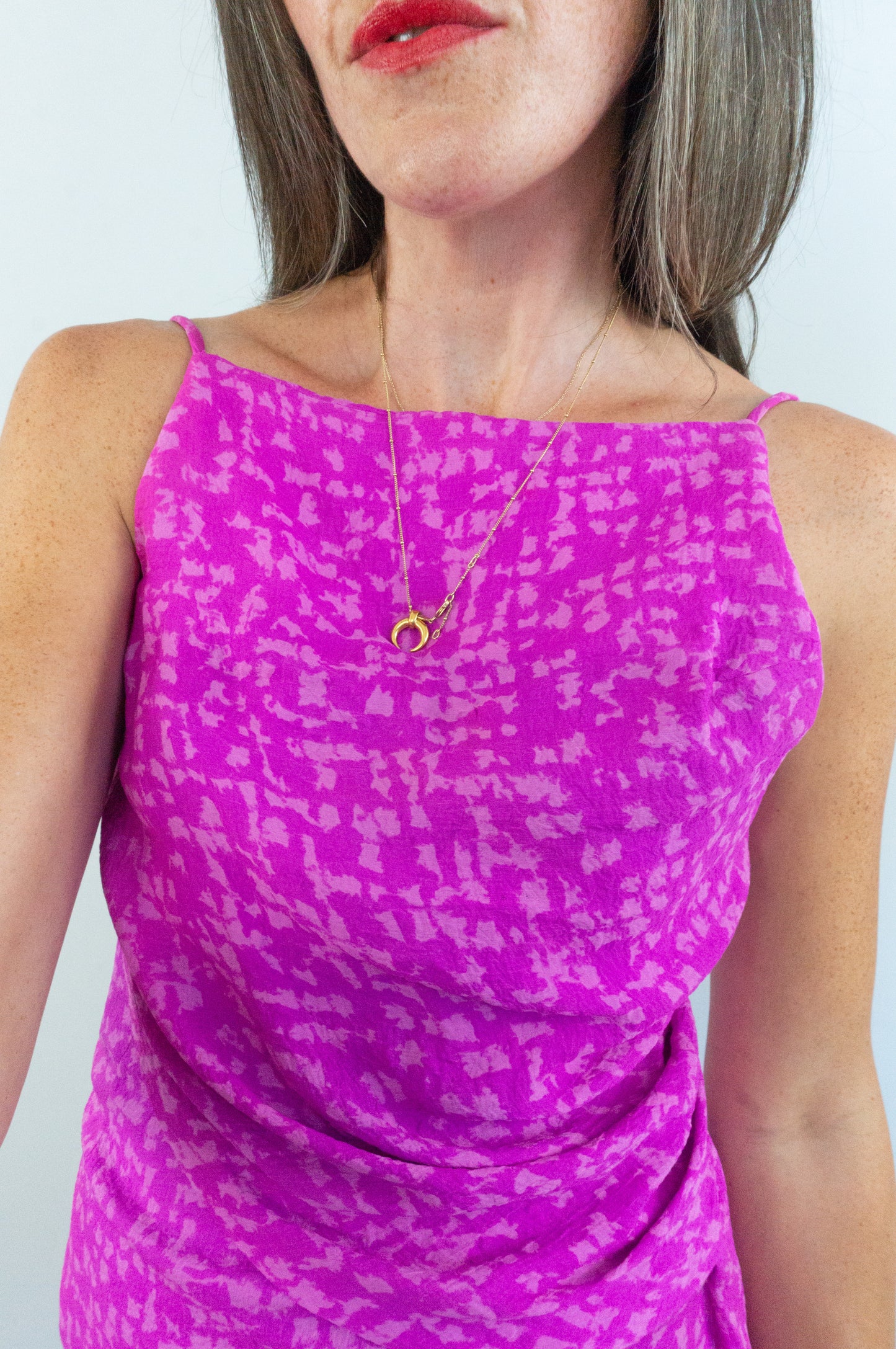 Vintage Vintage Square Neck Backless Pink Silk Slip Dress
