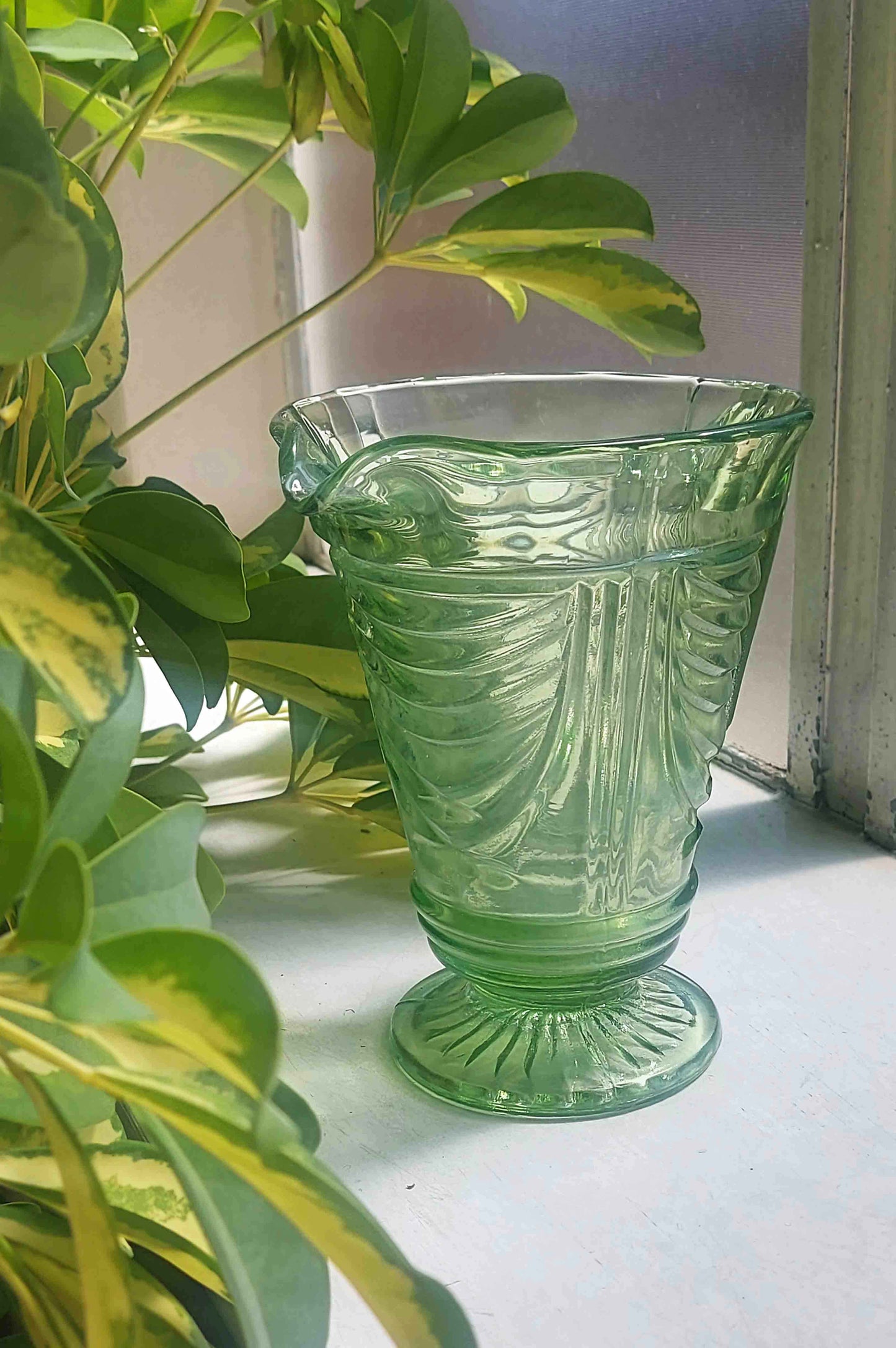 Vintage Art Deco Pressed Glass Lemonade Jug