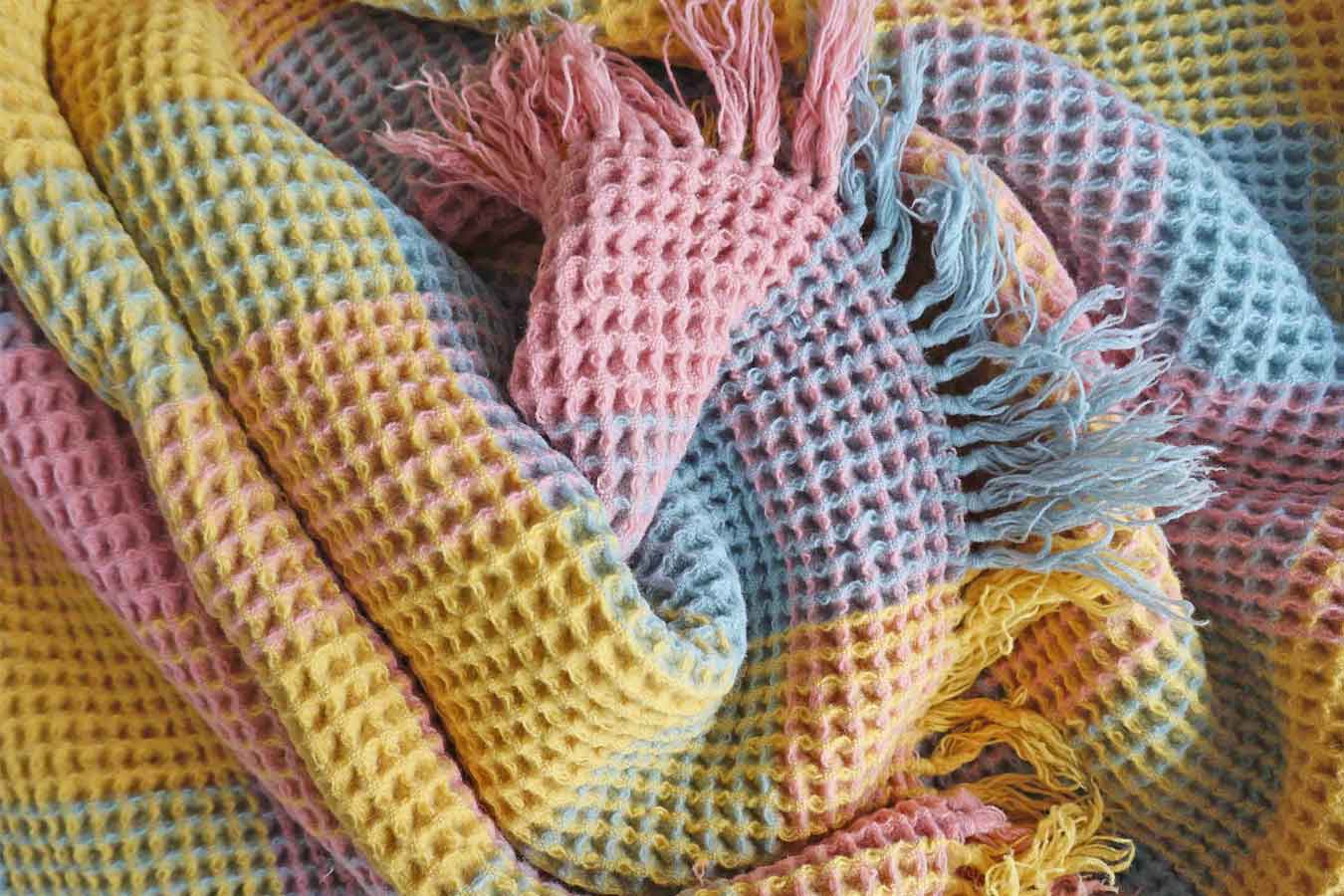 Vintage Welsh Wool Honeycomb Blanket