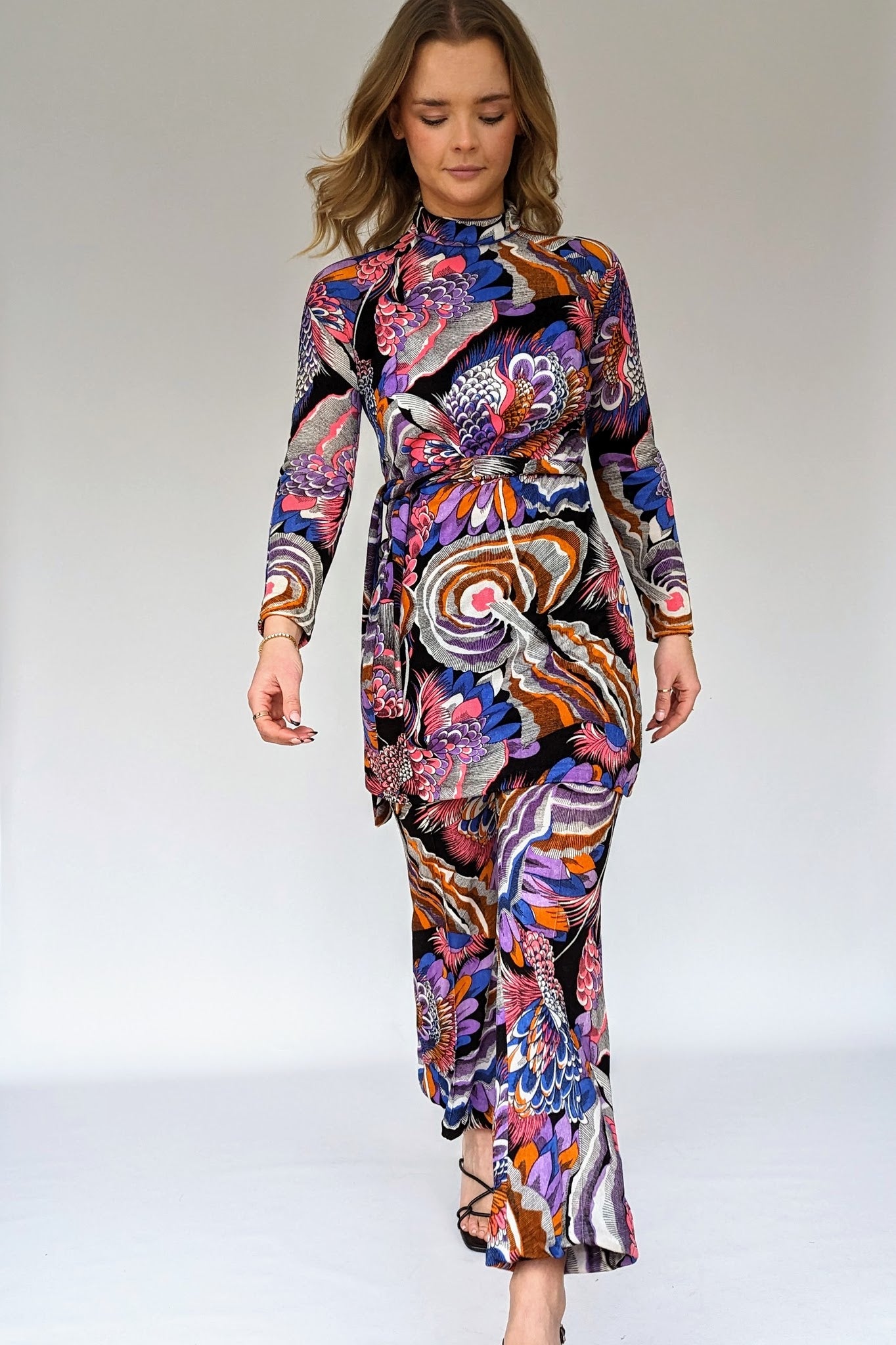 1970s psychedelic trouser suit long sleeve tunic