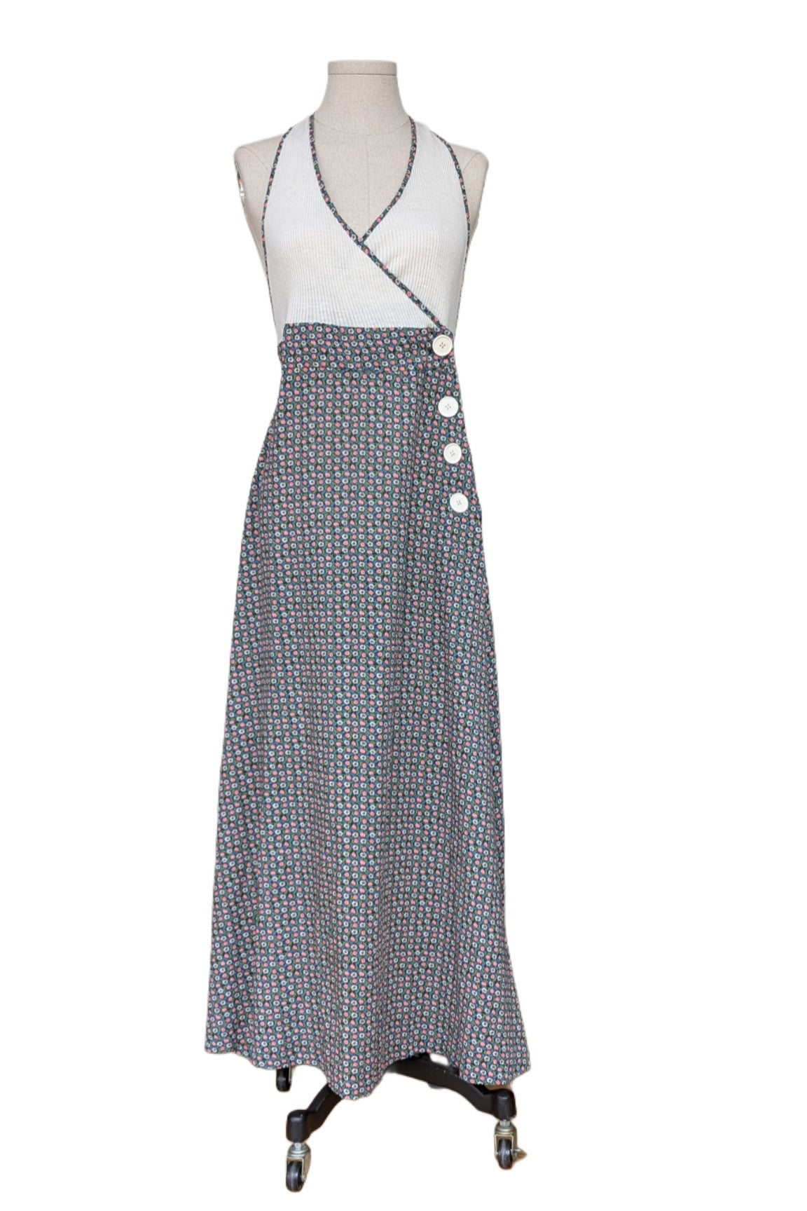 1970s vintage halter maxi dress
