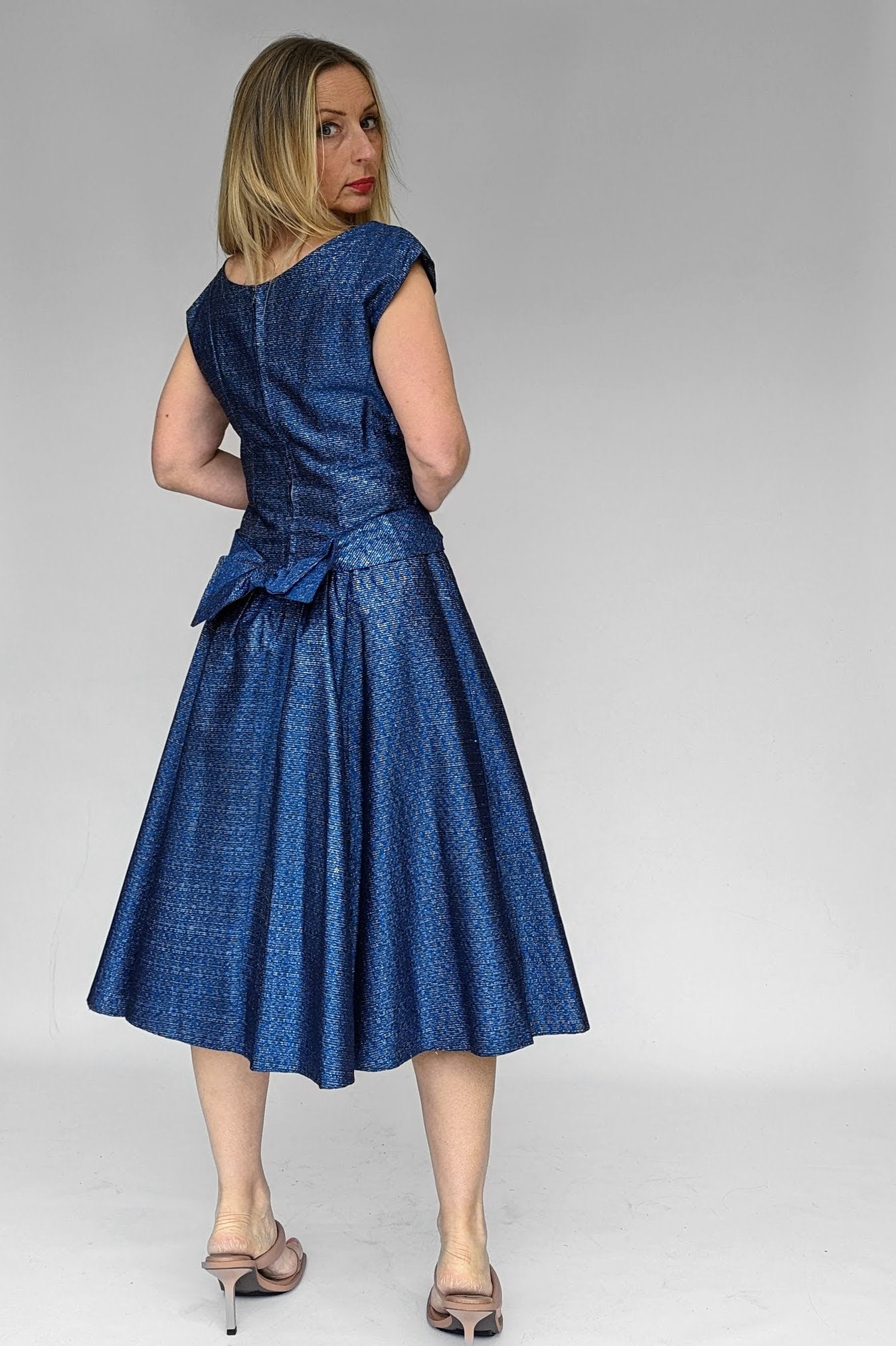 1950s Blue Shimmer Metallic Cocktail Party Dress – Ada's Attic Vintage