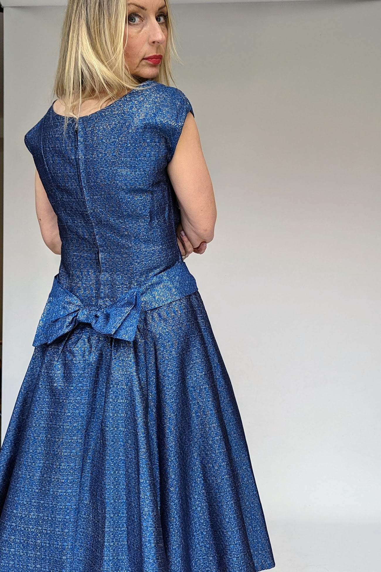 1950s Blue Shimmer Metallic Cocktail Party Dress – Ada's Attic Vintage