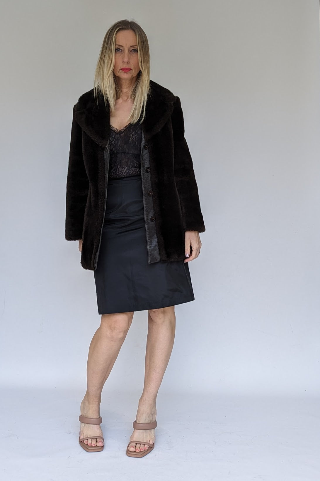 faux fur 60s coats with pockets