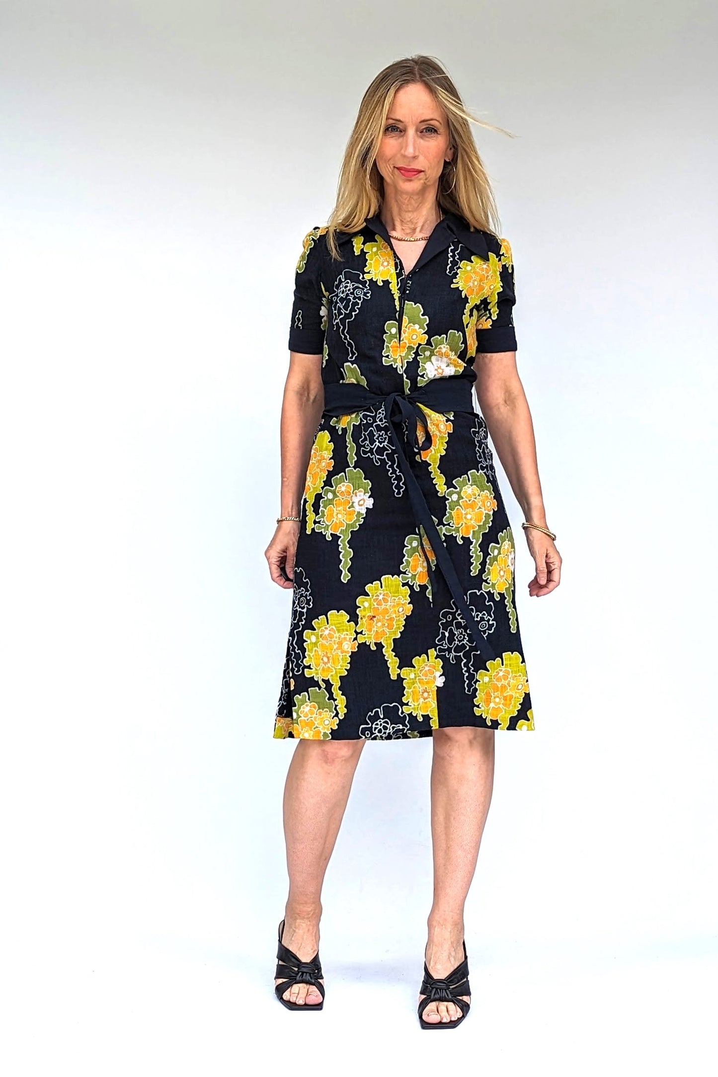 Louis Feraud Fitted Floral Dress White Yellow