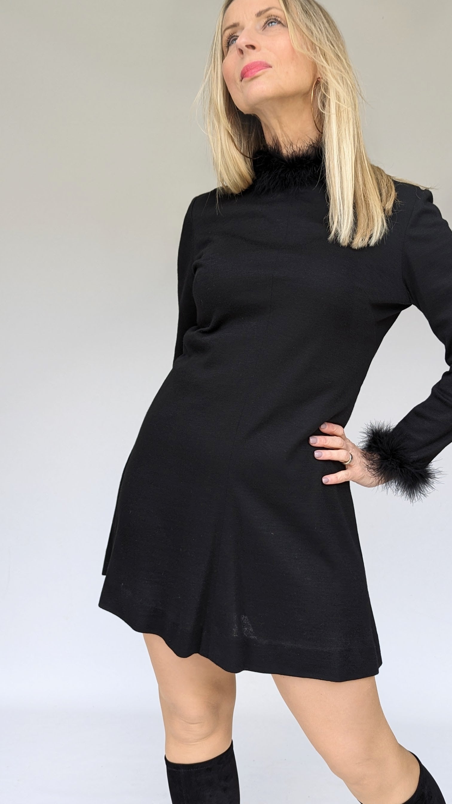 1960s little black long sleeve dress