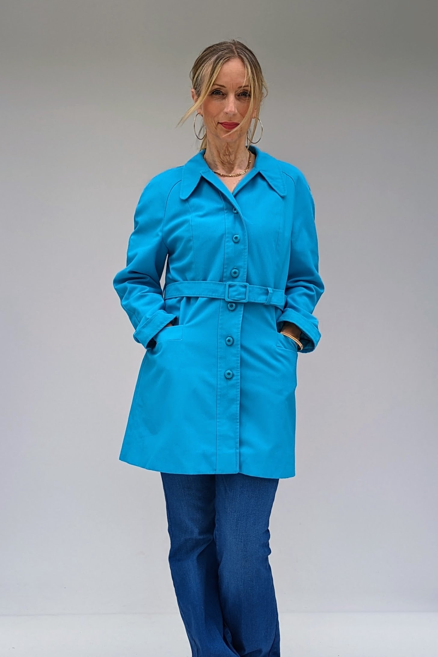 vintage blue trench coat