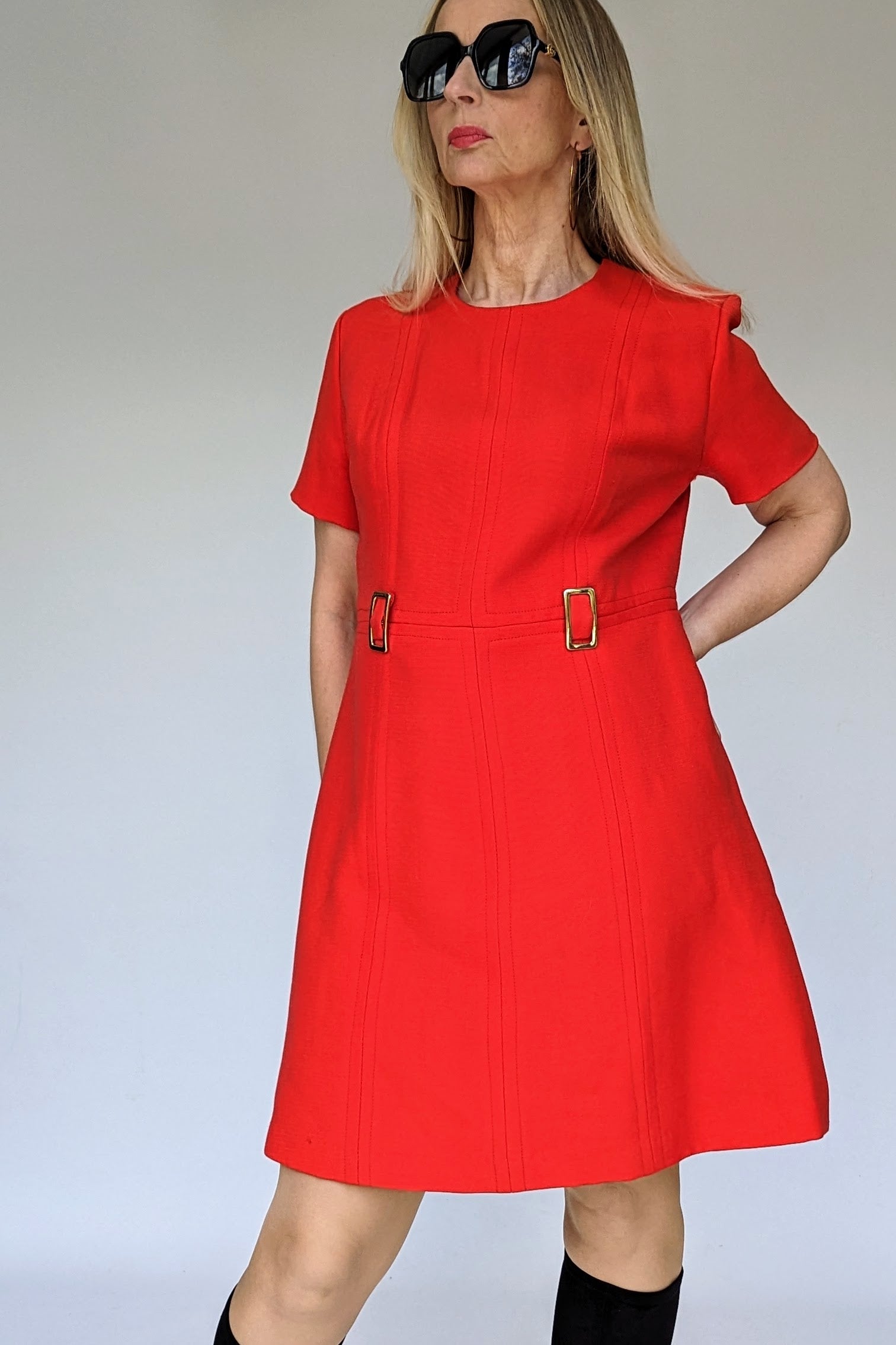 60s red wool dress