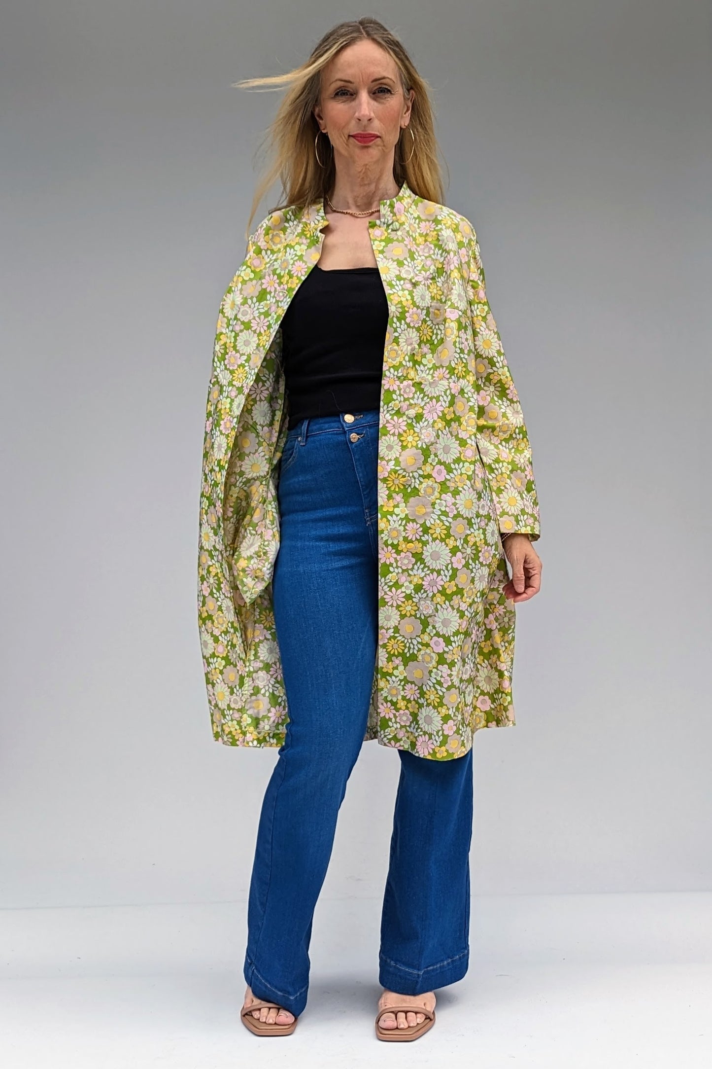1960s Summer Floral Retro Long Lightweight Coat