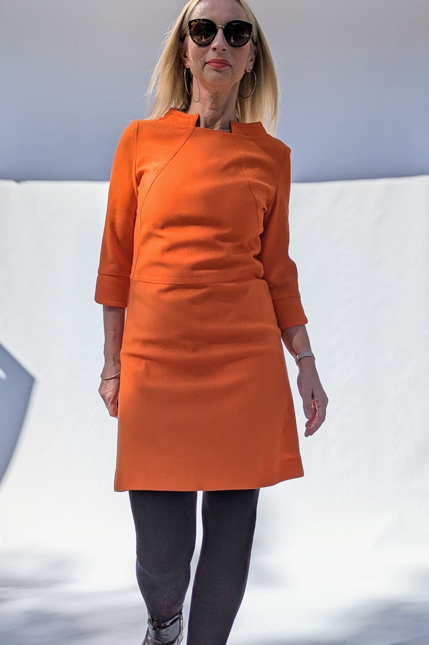 Vintage-orange-fitted-dress