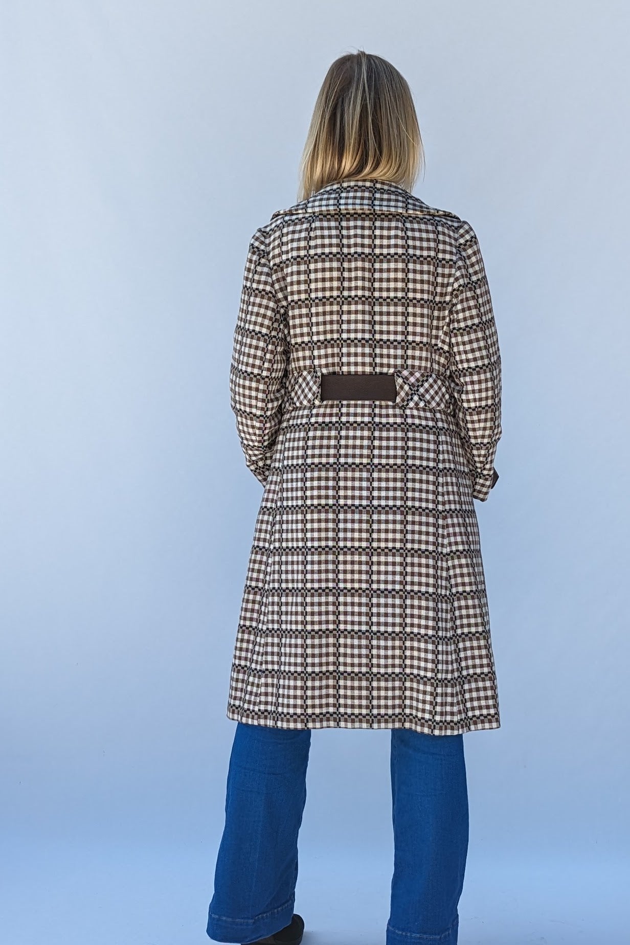 Belted 60s Winter checked coat
