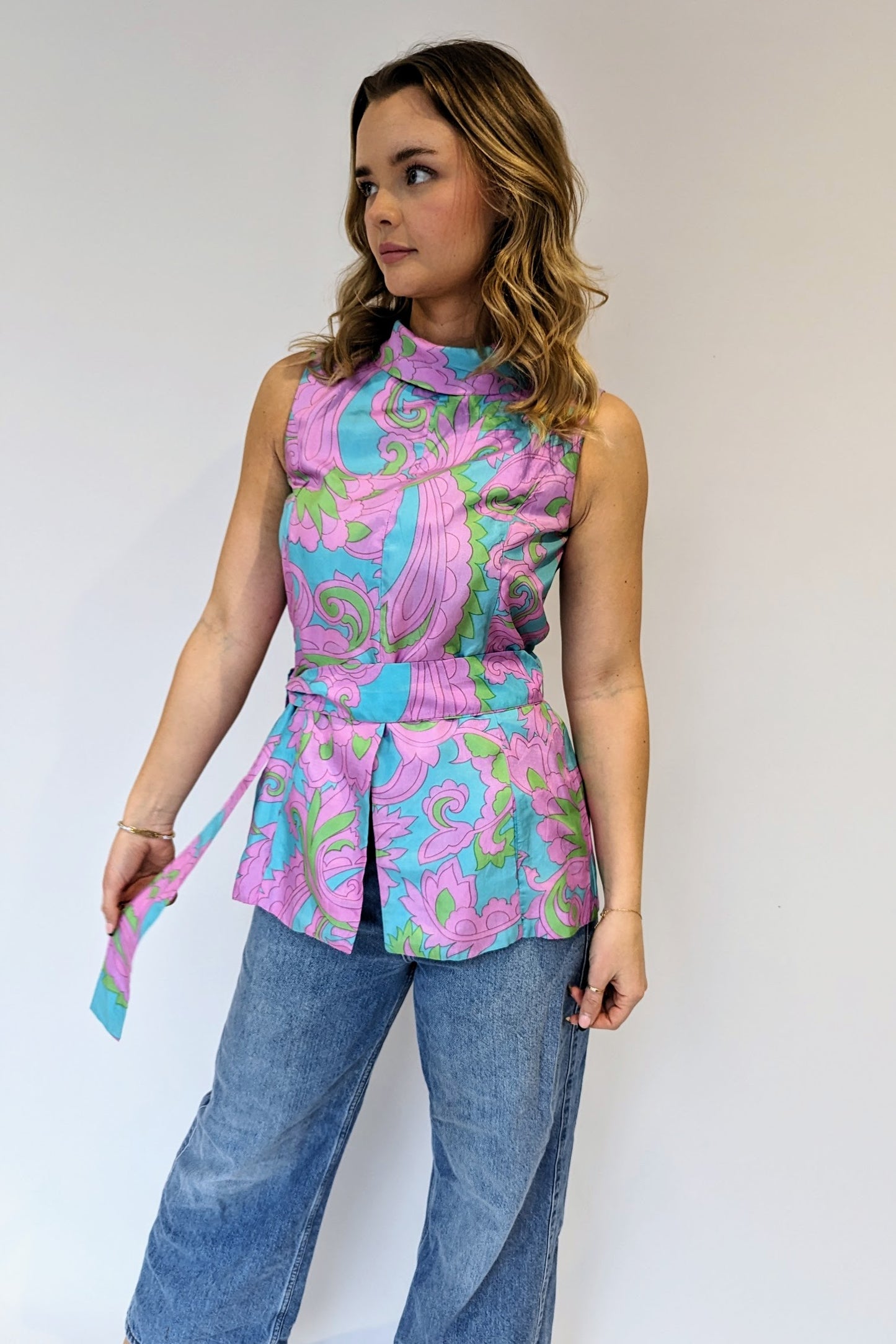 vintage 1960s silk tunic womens top