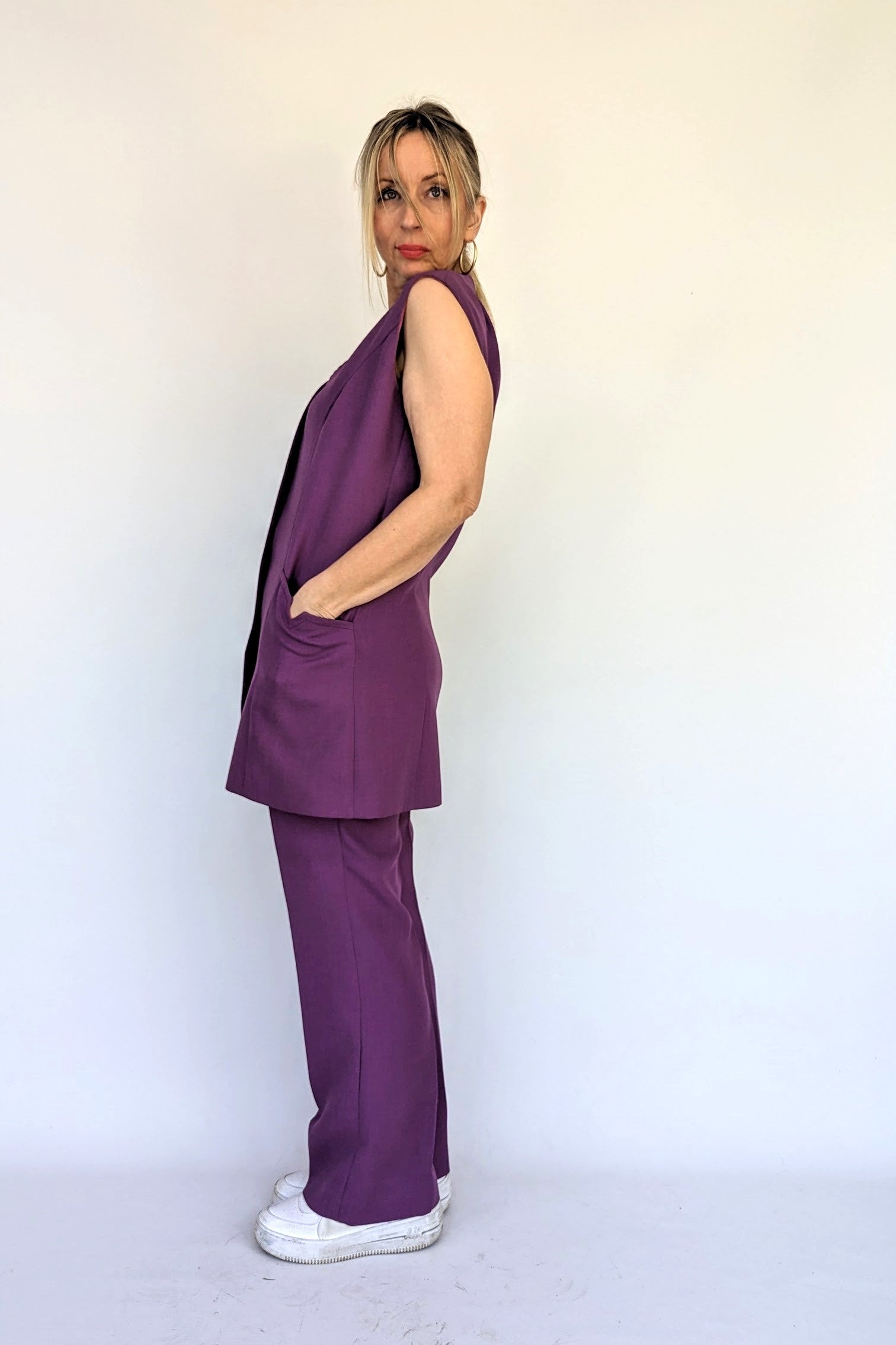 purple trouser waistcoat set