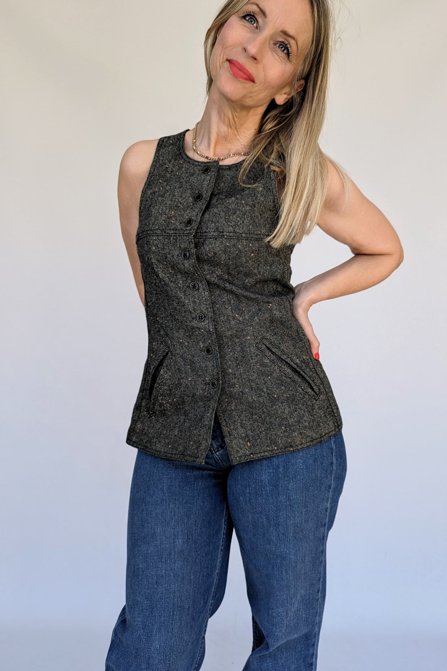 fitted wool 1960s waistcoat