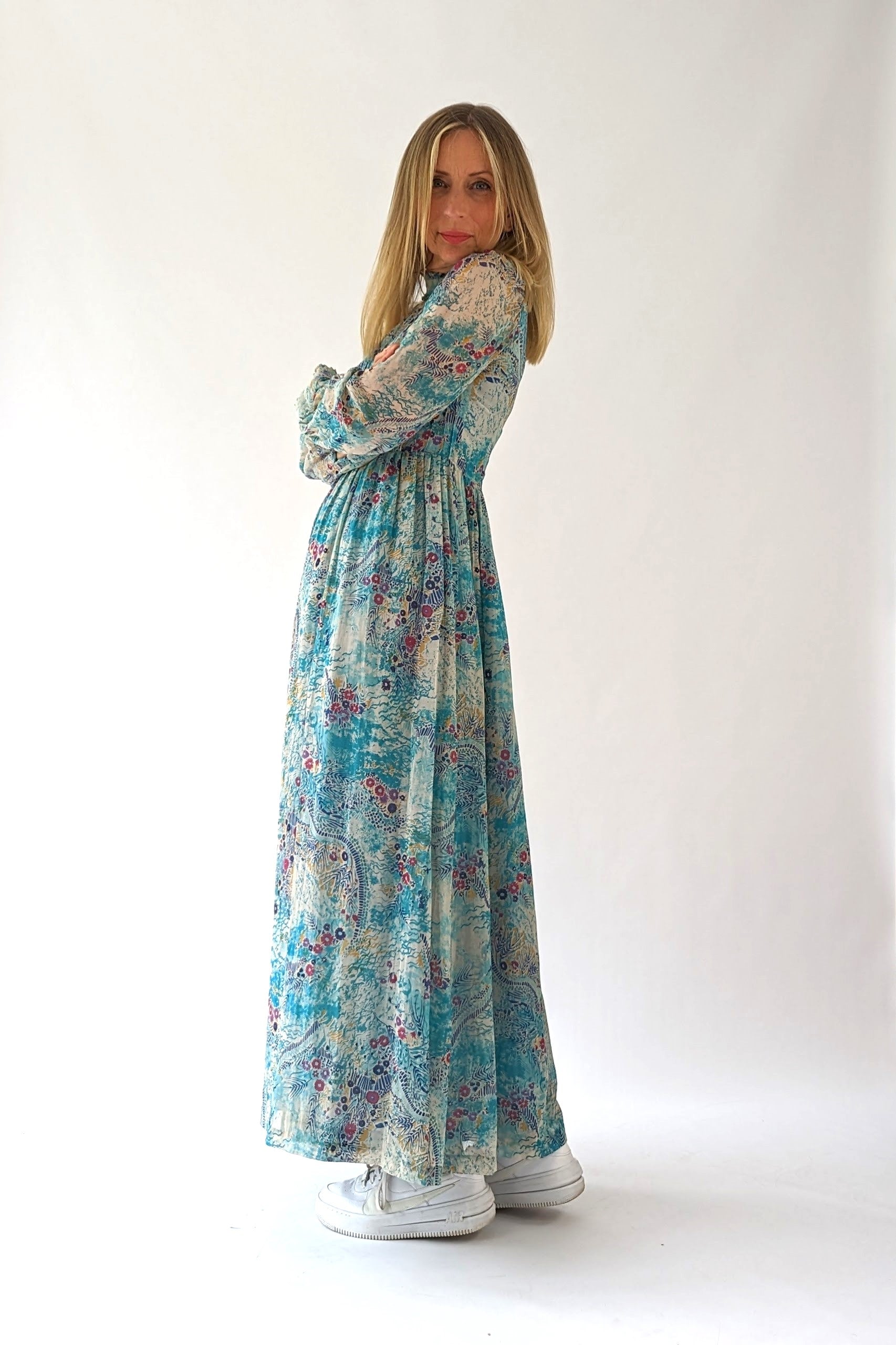 70s floral long dress